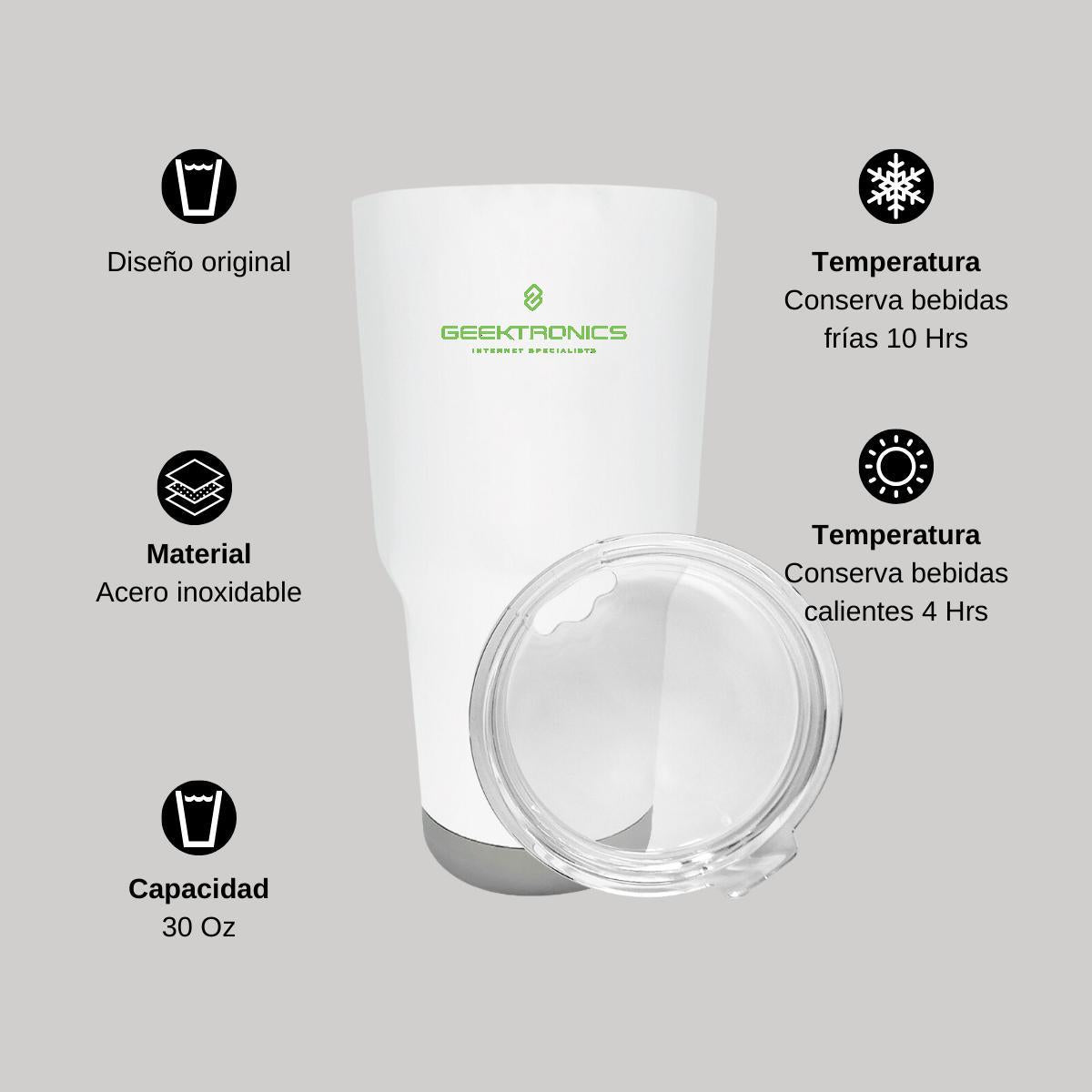 Termo Vaso Térmico 30 Oz Blanco Personalizable Logo