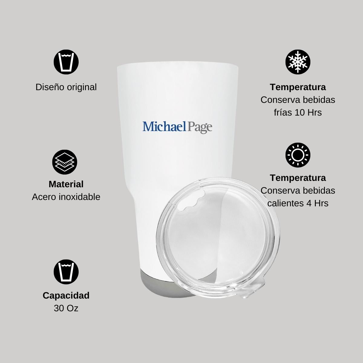 Termo Vaso Térmico 30 Oz Blanco Personalizable Logo