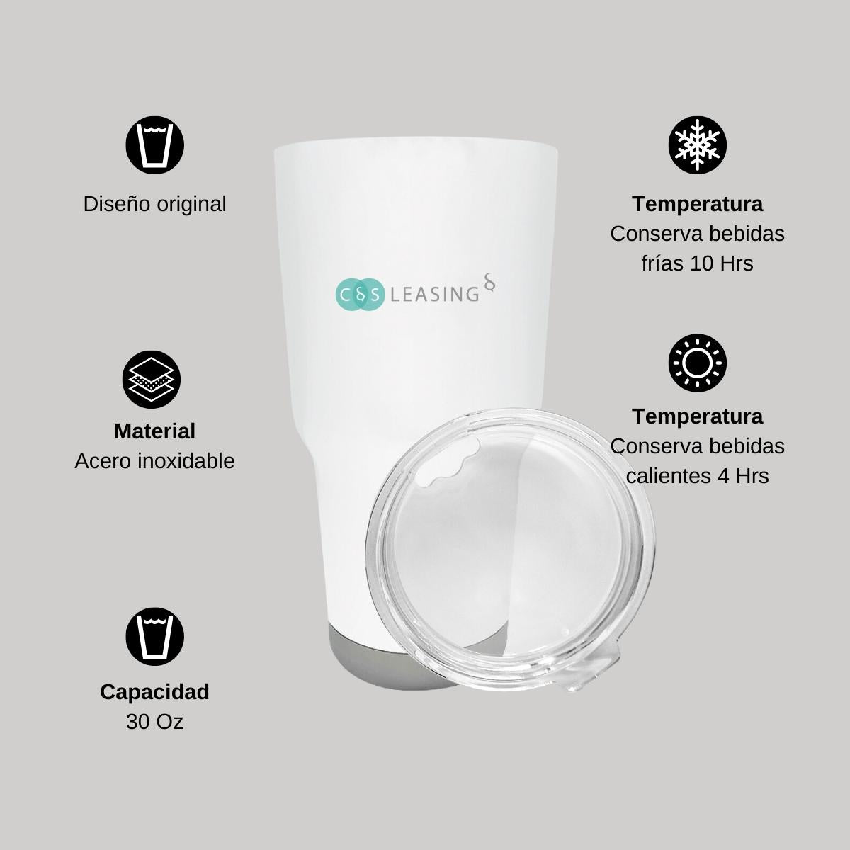 Termo Vaso Térmico 30 Oz Blanco Personalizable Logo