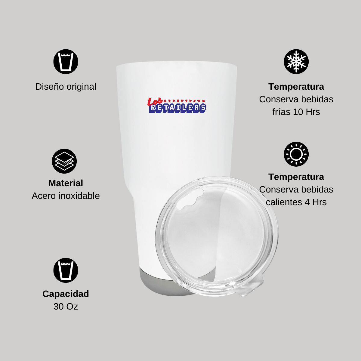 Termo Vaso Térmico 30 Oz Blanco Personalizable Logo