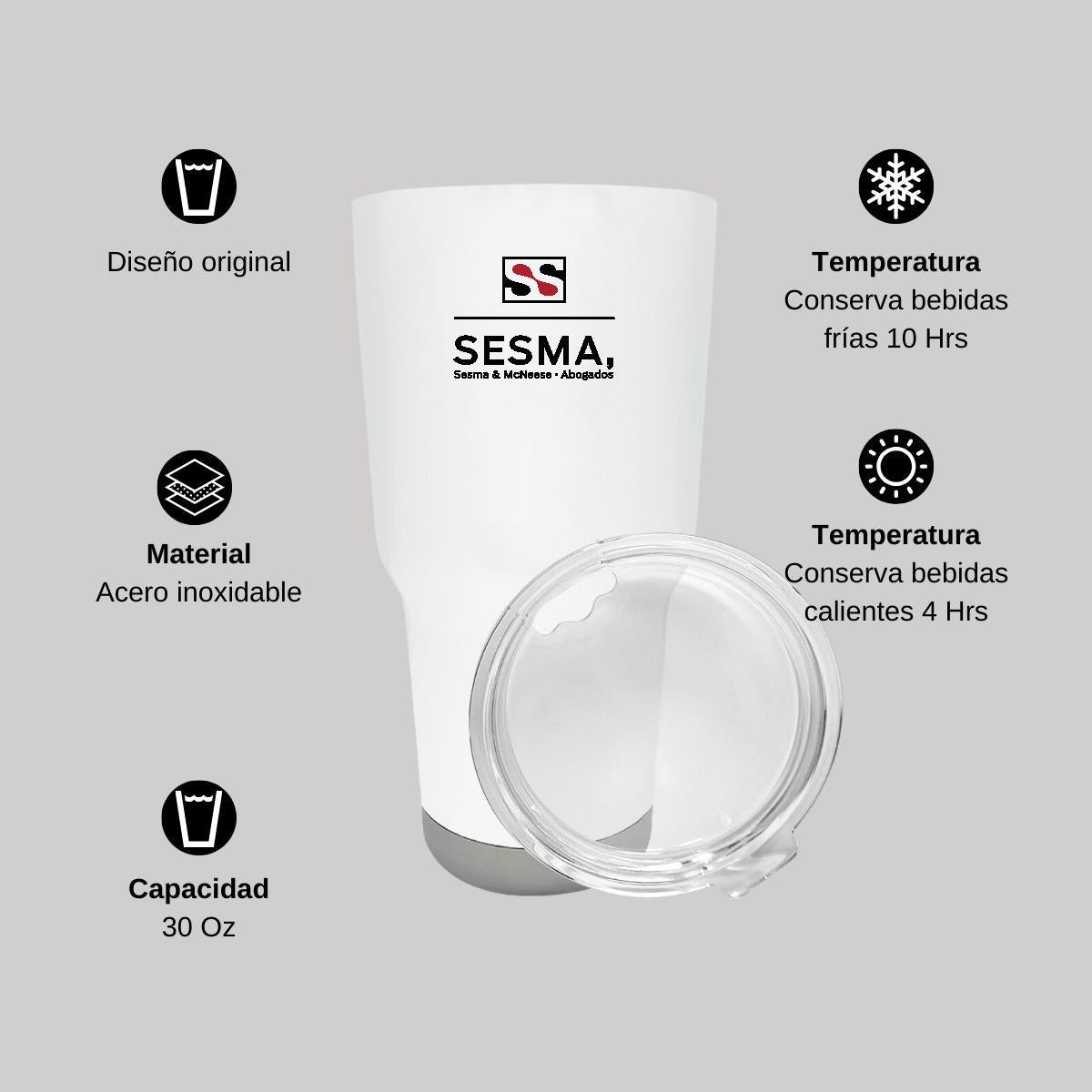 Termo Vaso Térmico 30 Oz Blanco Personalizable Logo