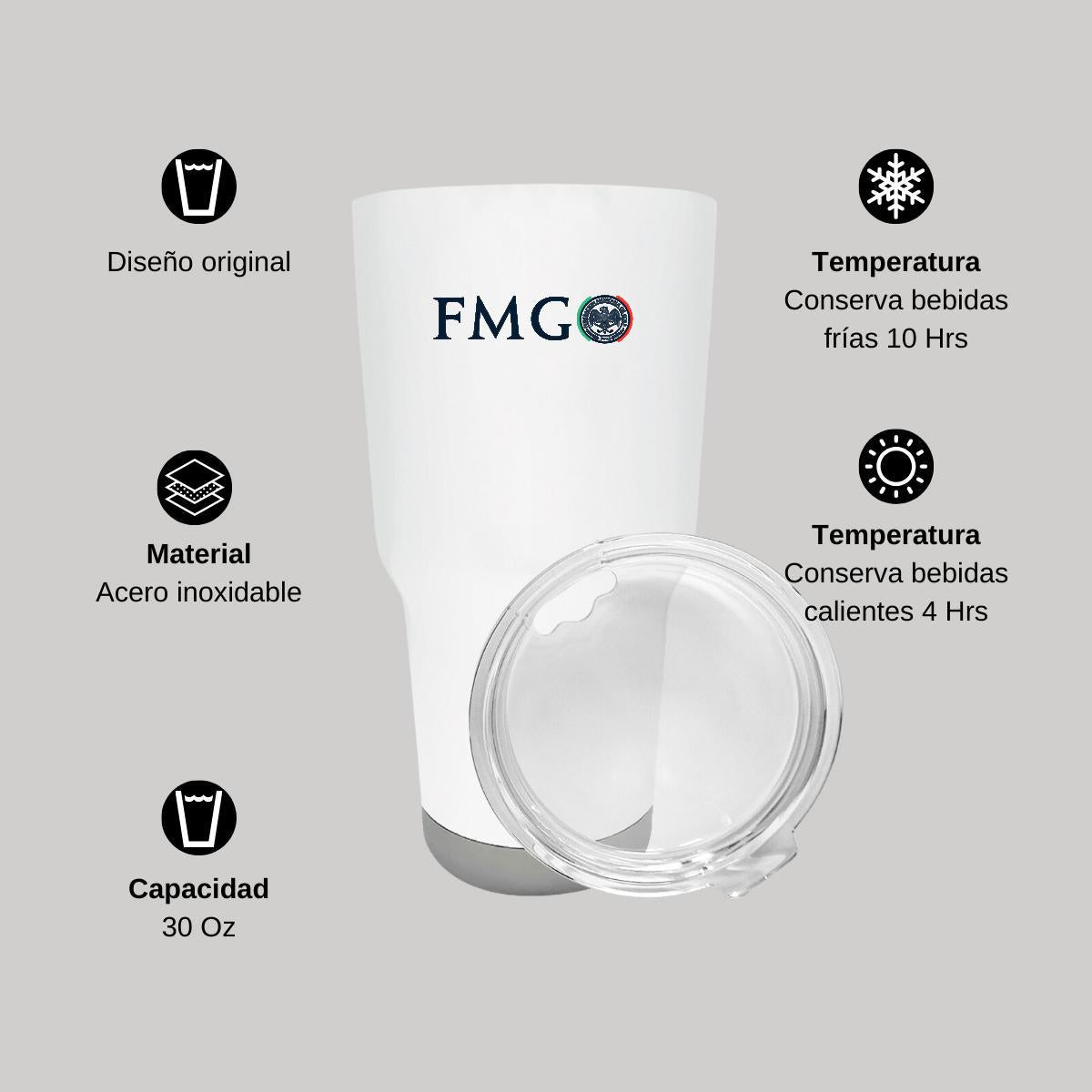 Termo Vaso Térmico 30 Oz Blanco Personalizable Logo