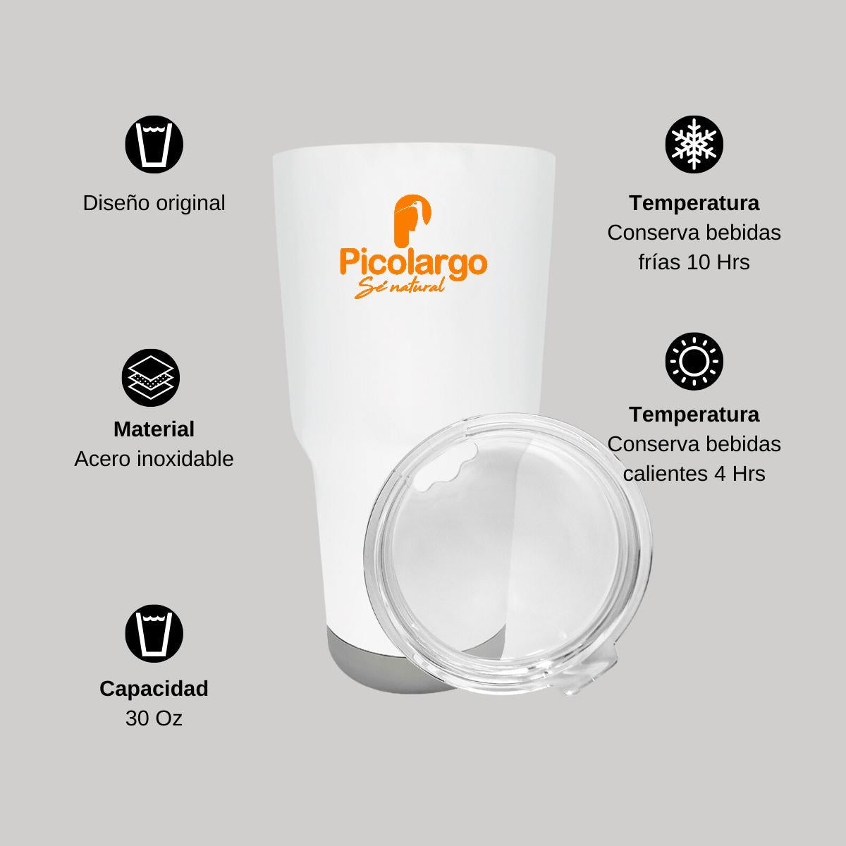 Termo Vaso Térmico 30 Oz Blanco Personalizable Logo