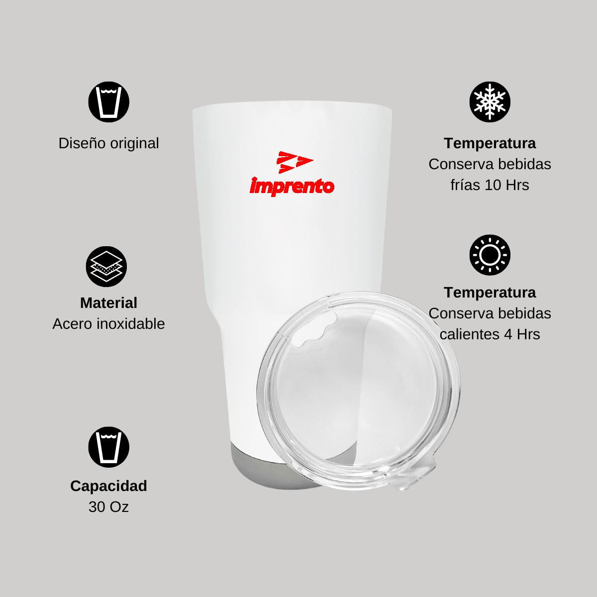 Termo Vaso Térmico 30 Oz Blanco Personalizable Logo