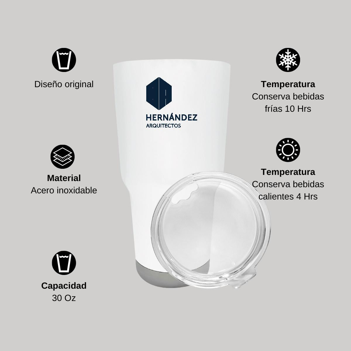 Termo Vaso Térmico 30 Oz Blanco Personalizable Logo