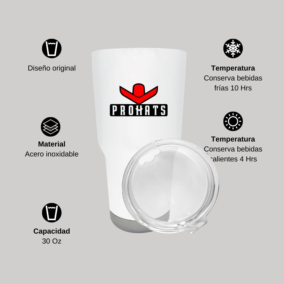 Termo Vaso Térmico 30 Oz Blanco Personalizable Logo