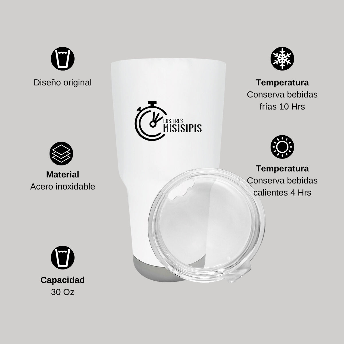Termo Vaso Térmico 30 Oz Blanco Personalizable Logo