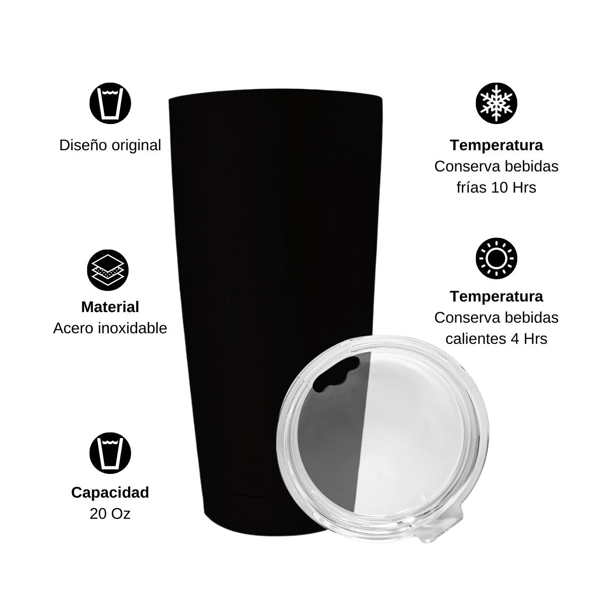 Termo Vaso Térmico 20 Oz Negro Personalizable Logo