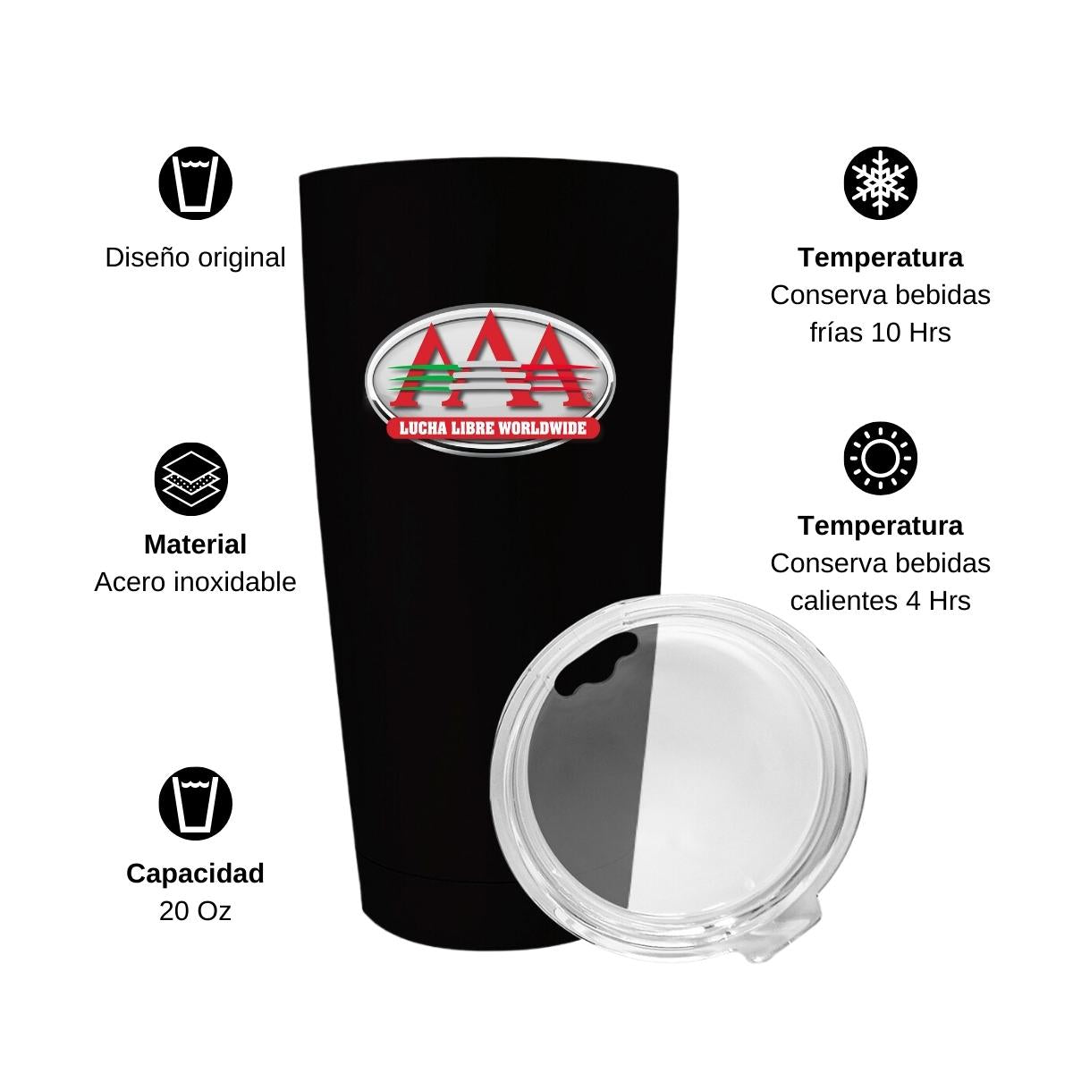 Termo Vaso Térmico 20 Oz Negro Personalizable Logo