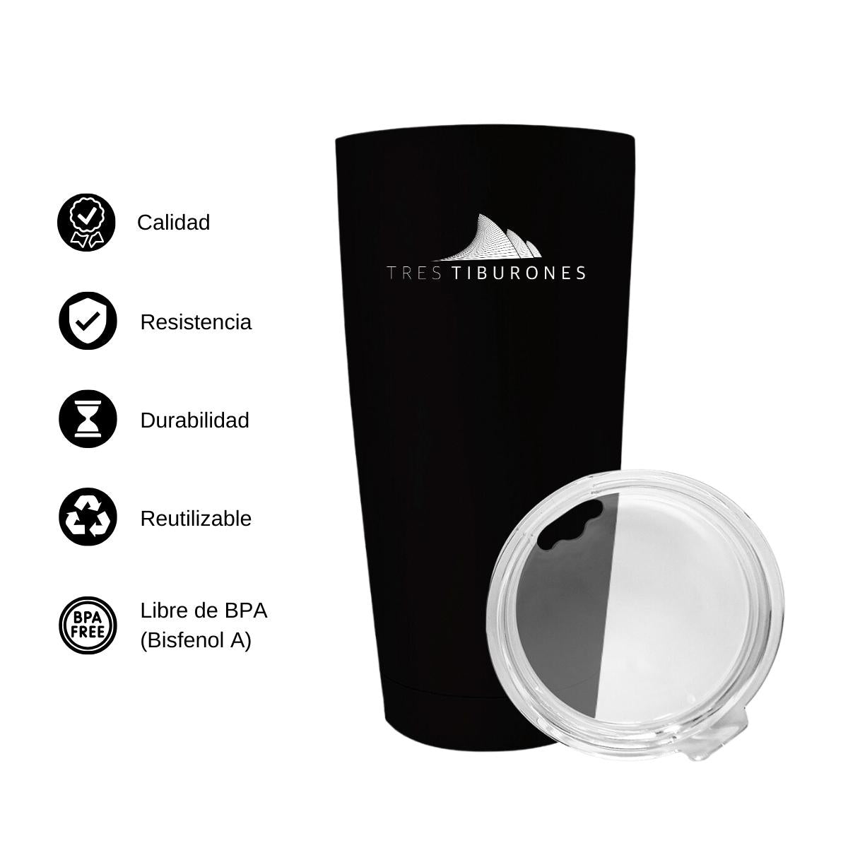 Termo Vaso Térmico 20 Oz Negro Personalizable Logo