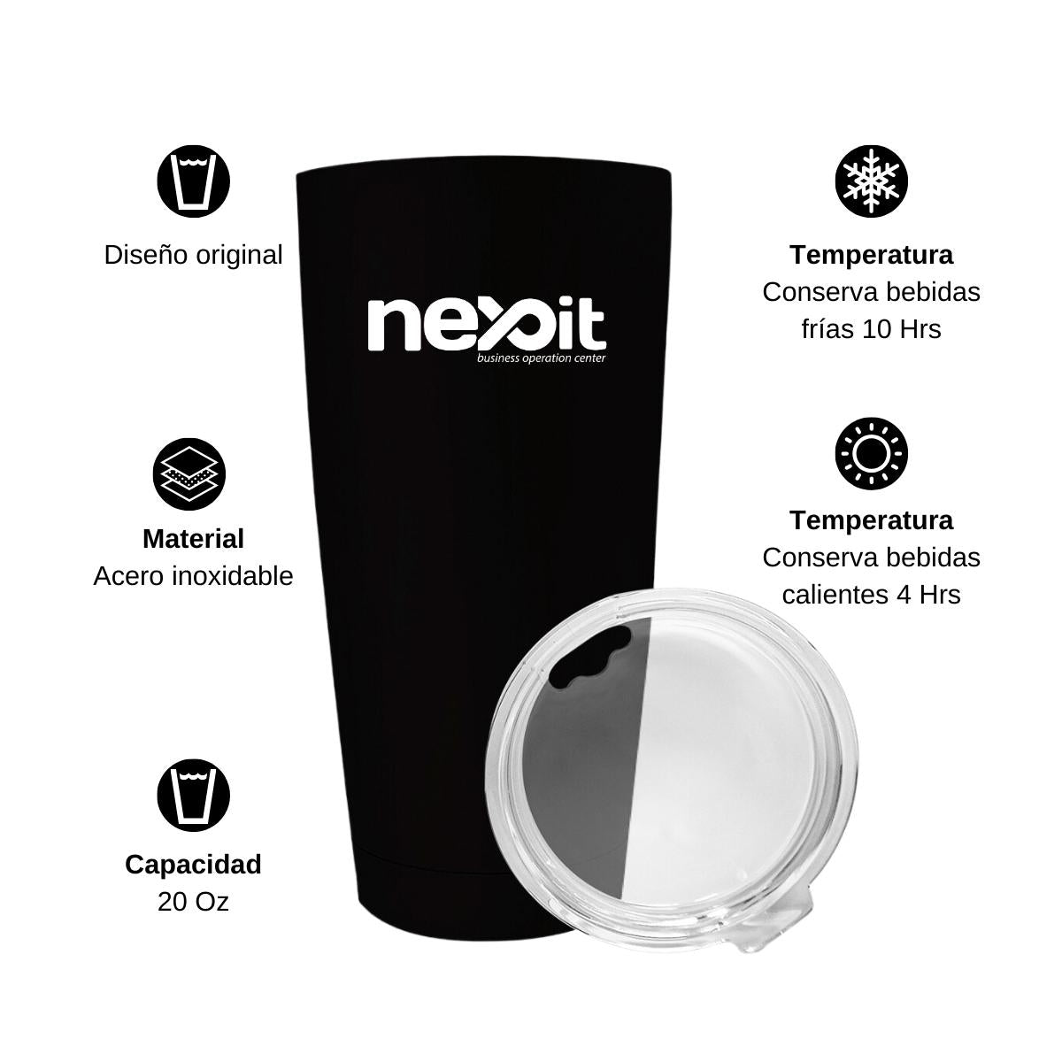 Termo Vaso Térmico 20 Oz Negro Personalizable Logo