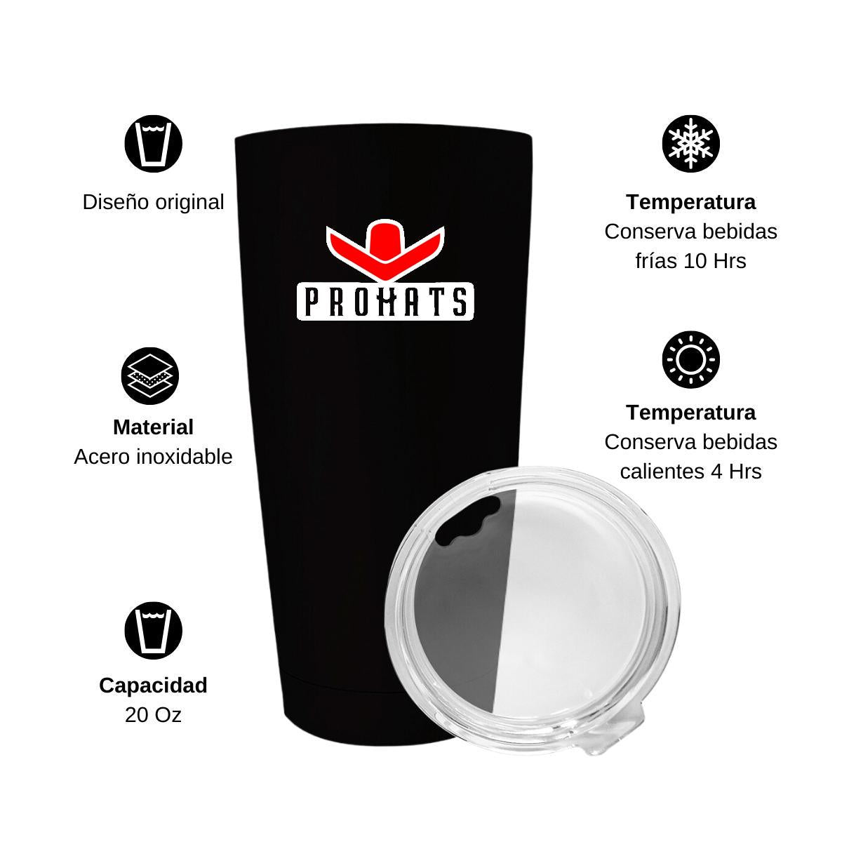 Termo Vaso Térmico 20 Oz Negro Personalizable Logo