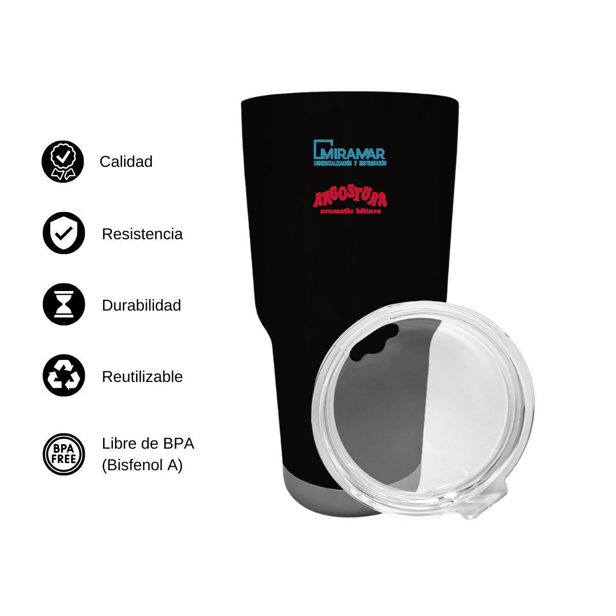 Termo Vaso Térmico 30 Oz Negro Personalizable Logo