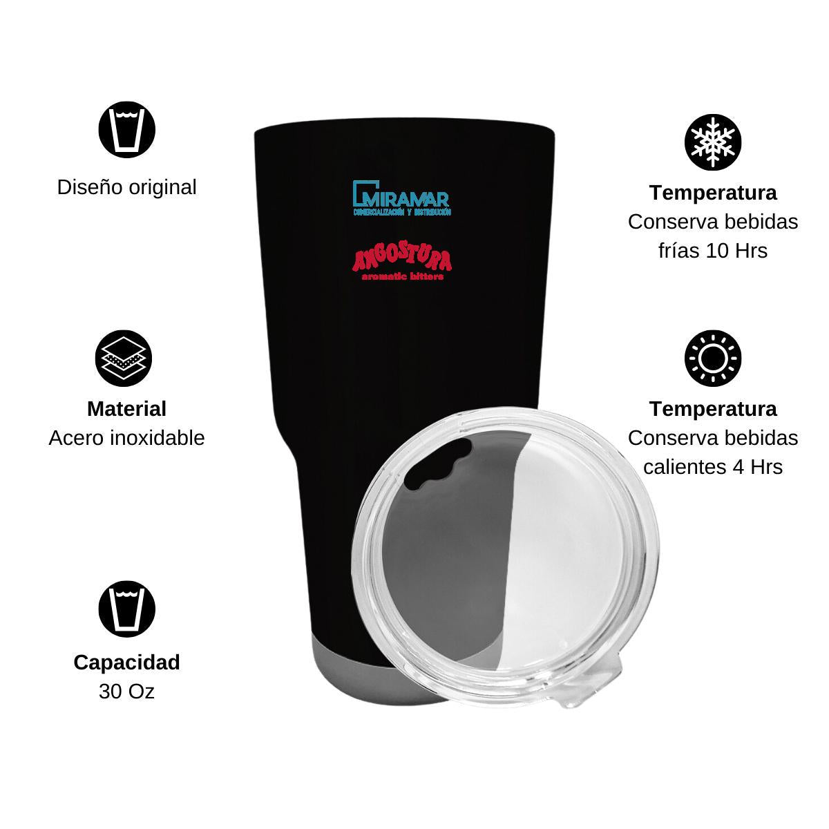 Termo Vaso Térmico 30 Oz Negro Personalizable Logo
