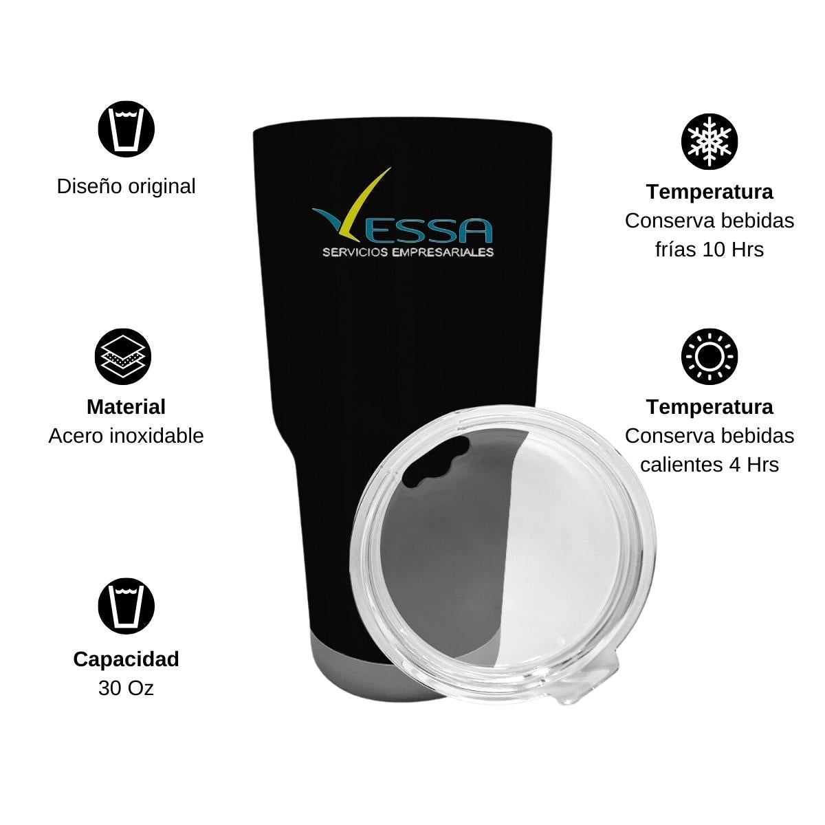 Termo Vaso Térmico 30 Oz Negro Personalizable Logo