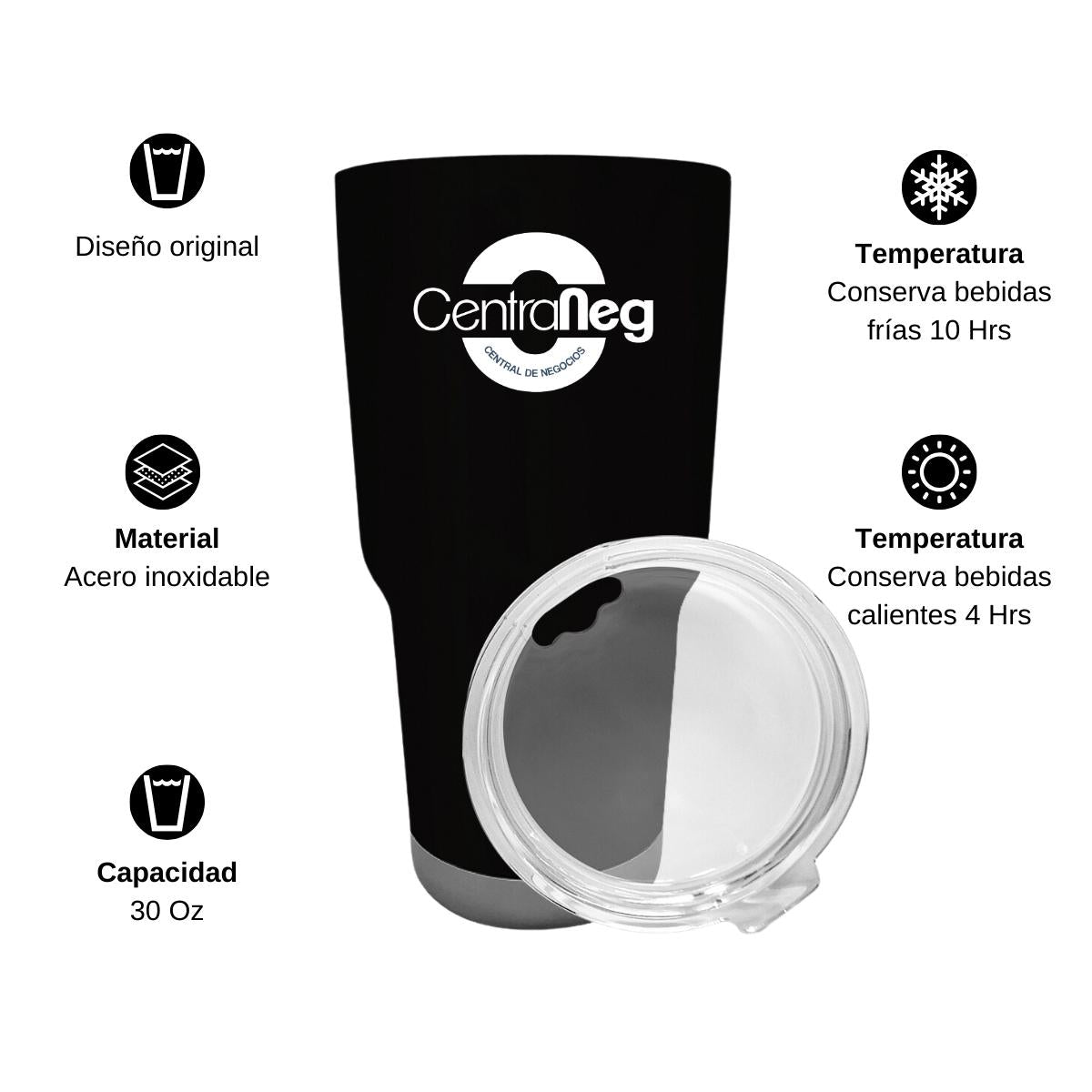 Termo Vaso Térmico 30 Oz Negro Personalizable Logo