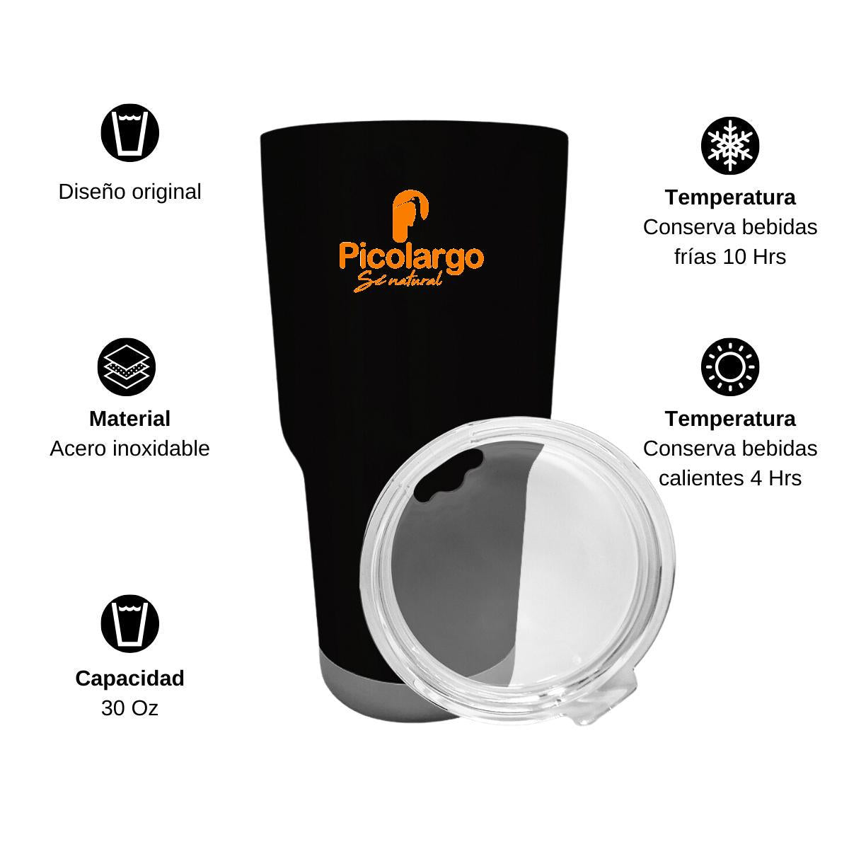 Termo Vaso Térmico 30 Oz Negro Personalizable Logo