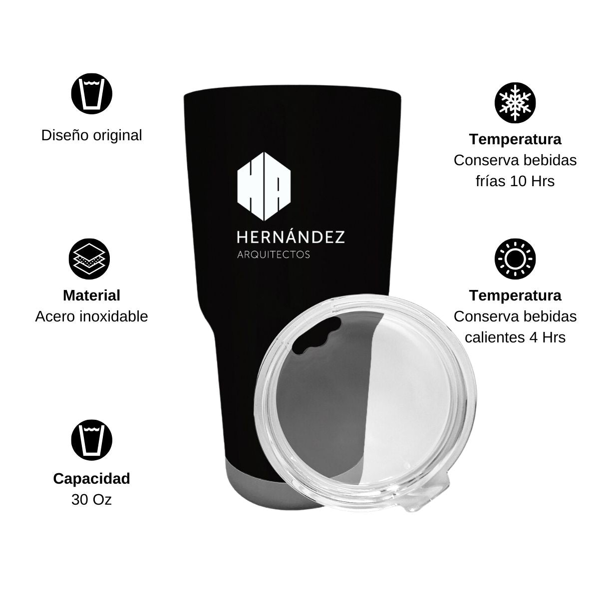 Termo Vaso Térmico 30 Oz Negro Personalizable Logo