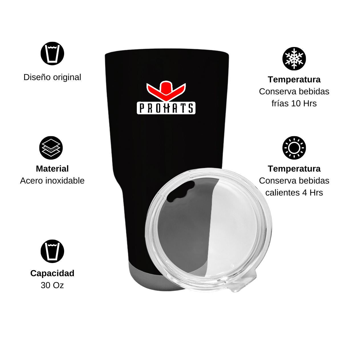Termo Vaso Térmico 30 Oz Negro Personalizable Logo