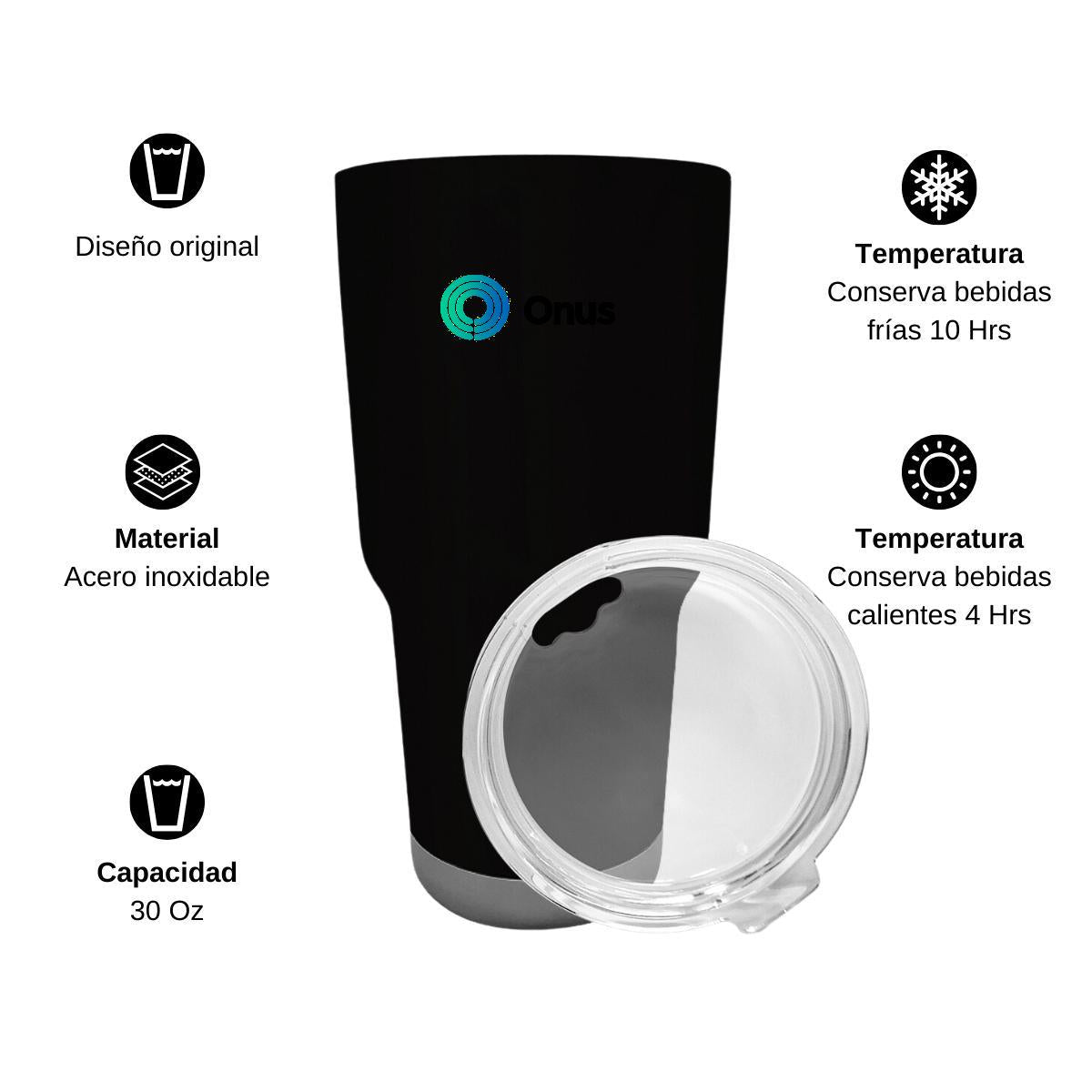 Termo Vaso Térmico 30 Oz Negro Personalizable Logo