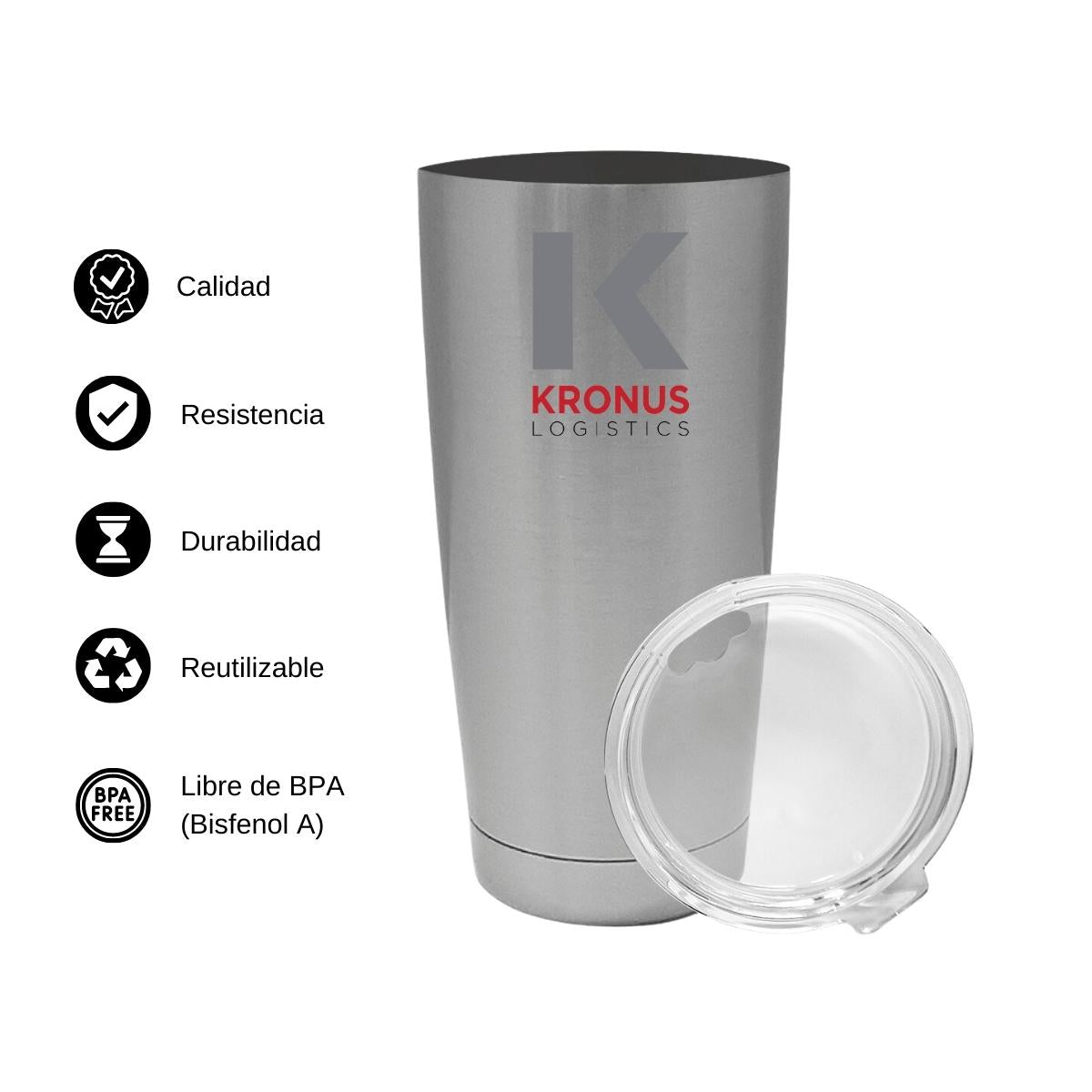 Termo Vaso Térmico 20 Oz Plata Personalizable Logo