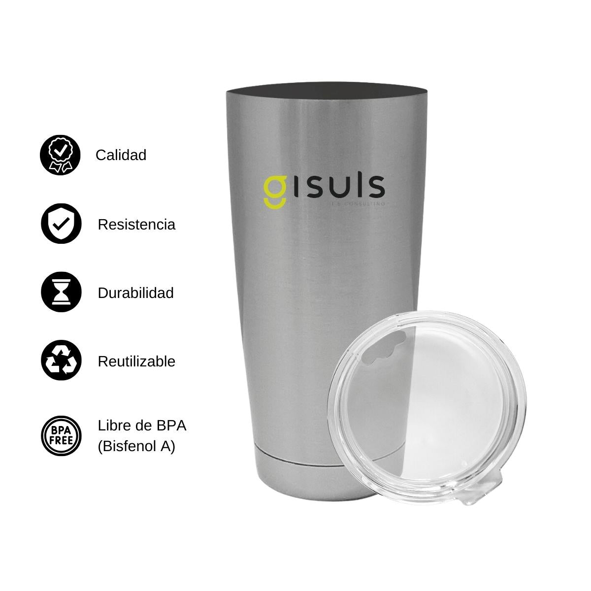 Termo Vaso Térmico 20 Oz Plata Personalizable Logo