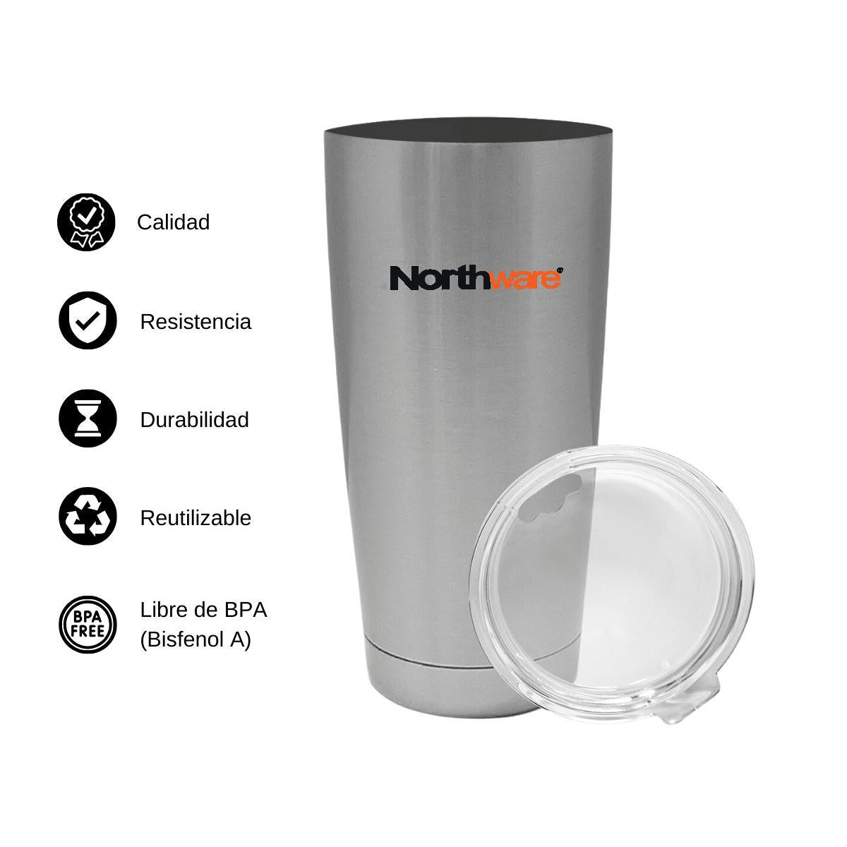 Termo Vaso Térmico 20 Oz Plata Personalizable Logo
