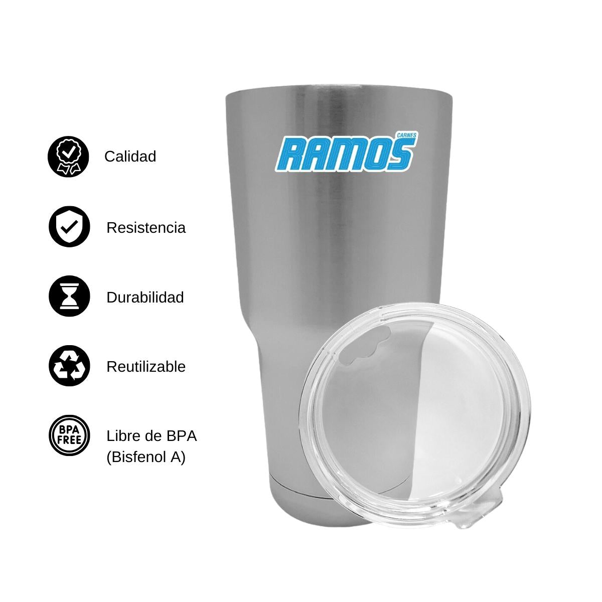 Termo Vaso Térmico 30 Oz Plata Personalizable Logo