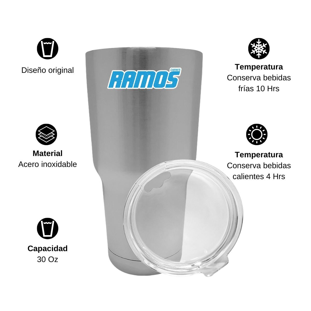 Termo Vaso Térmico 30 Oz Plata Personalizable Logo