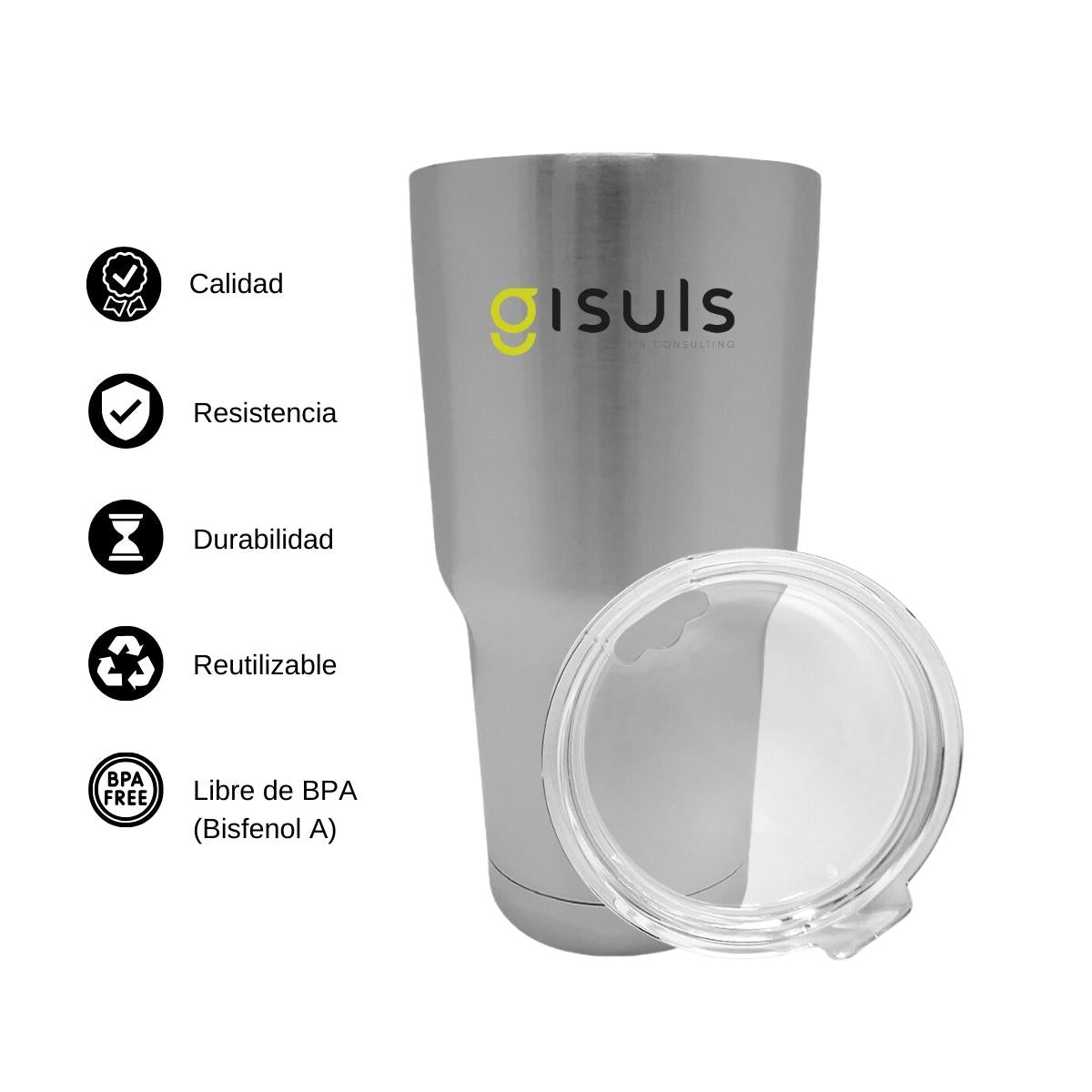 Termo Vaso Térmico 30 Oz Plata Personalizable Logo