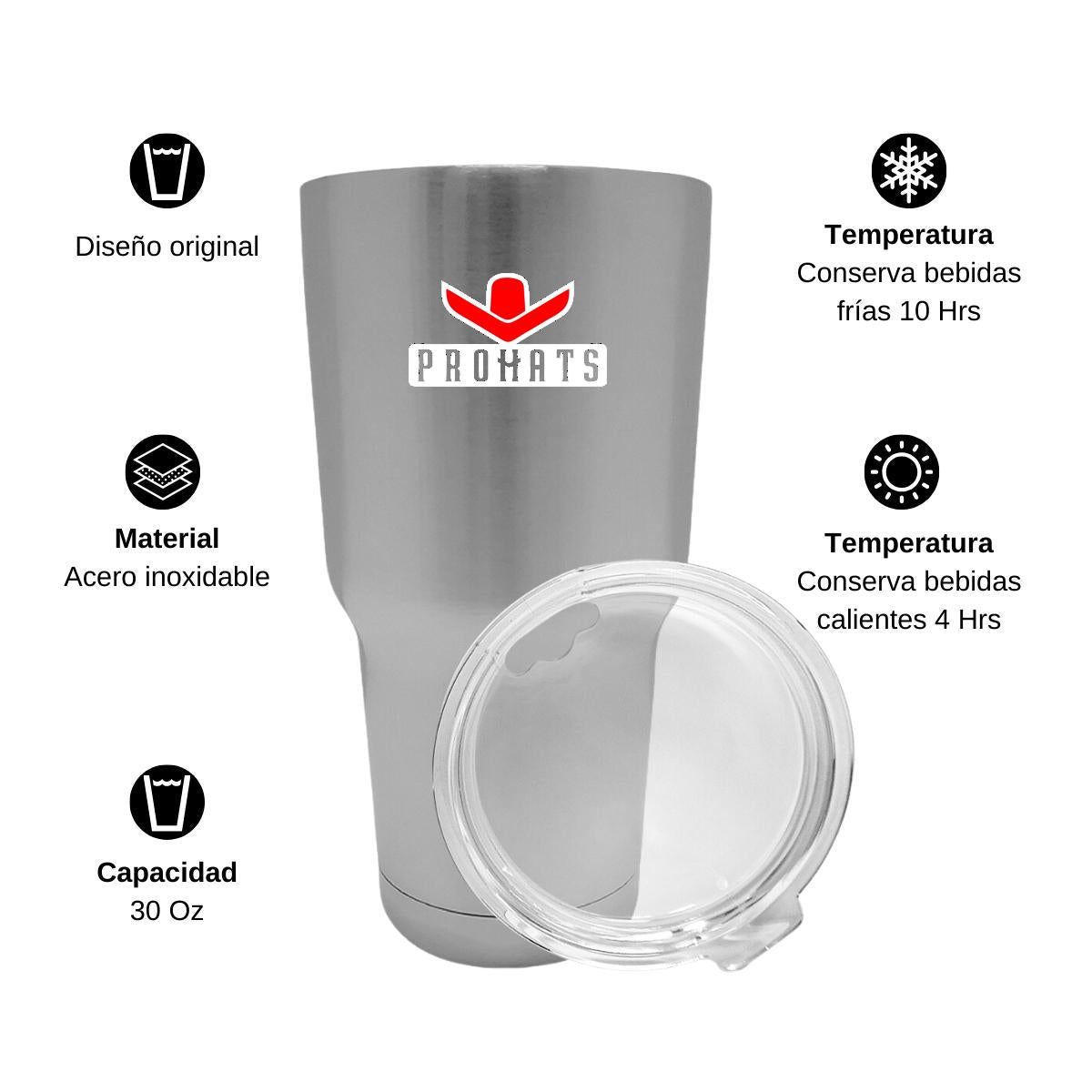 Termo Vaso Térmico 30 Oz Plata Personalizable Logo