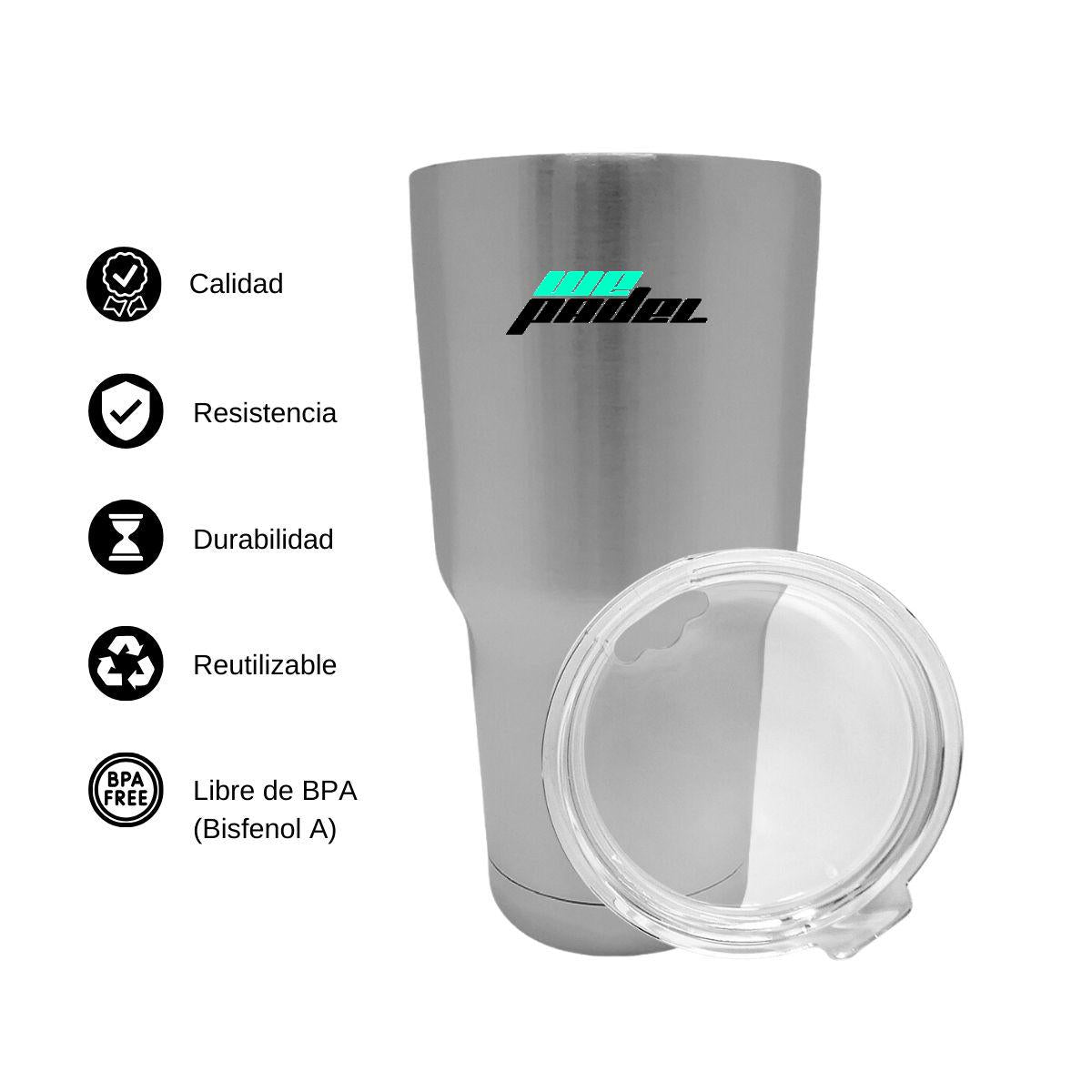 Termo Vaso Térmico 30 Oz Plata Personalizable Logo