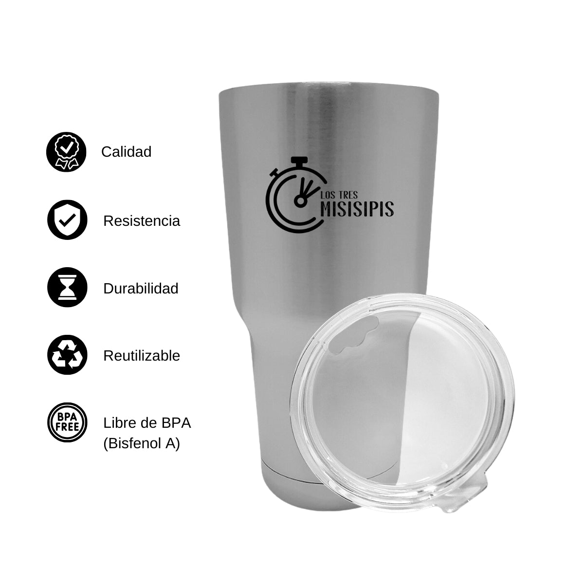 Termo Vaso Térmico 30 Oz Plata Personalizable Logo