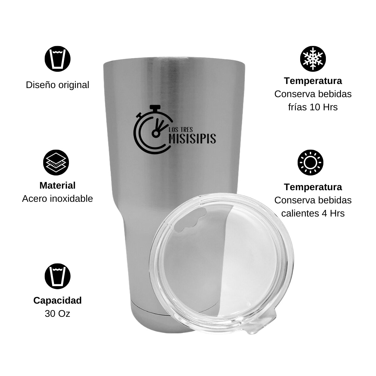 Termo Vaso Térmico 30 Oz Plata Personalizable Logo