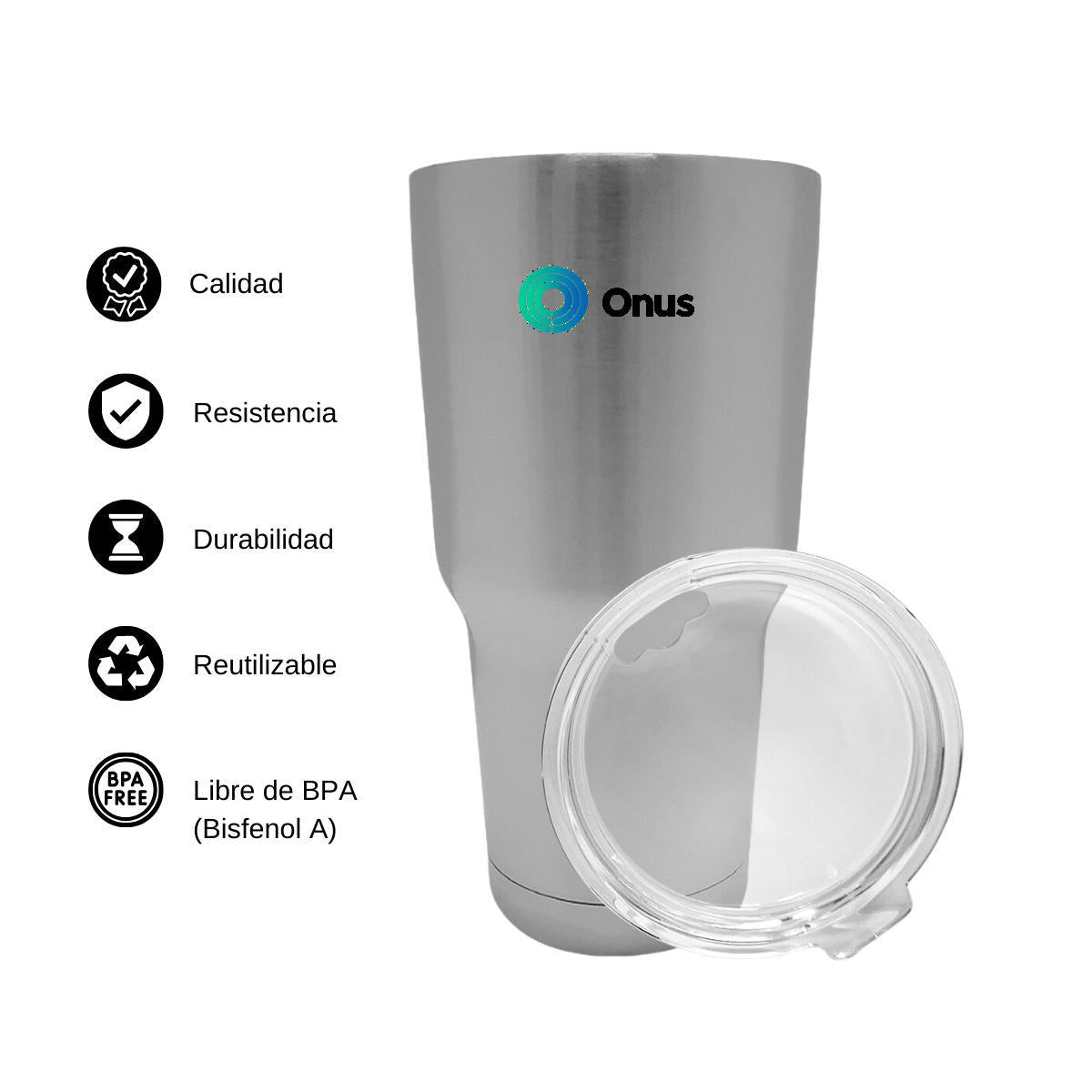 Termo Vaso Térmico 30 Oz Plata Personalizable Logo