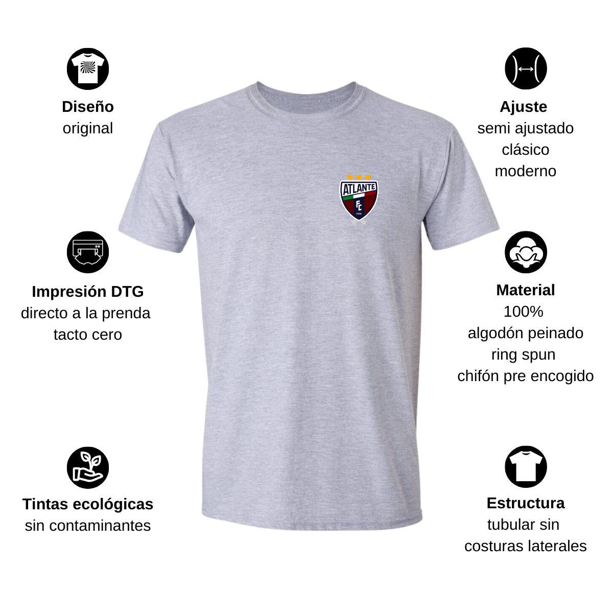 Playera Manga Corta Hombre Gris Personalizable Escudo