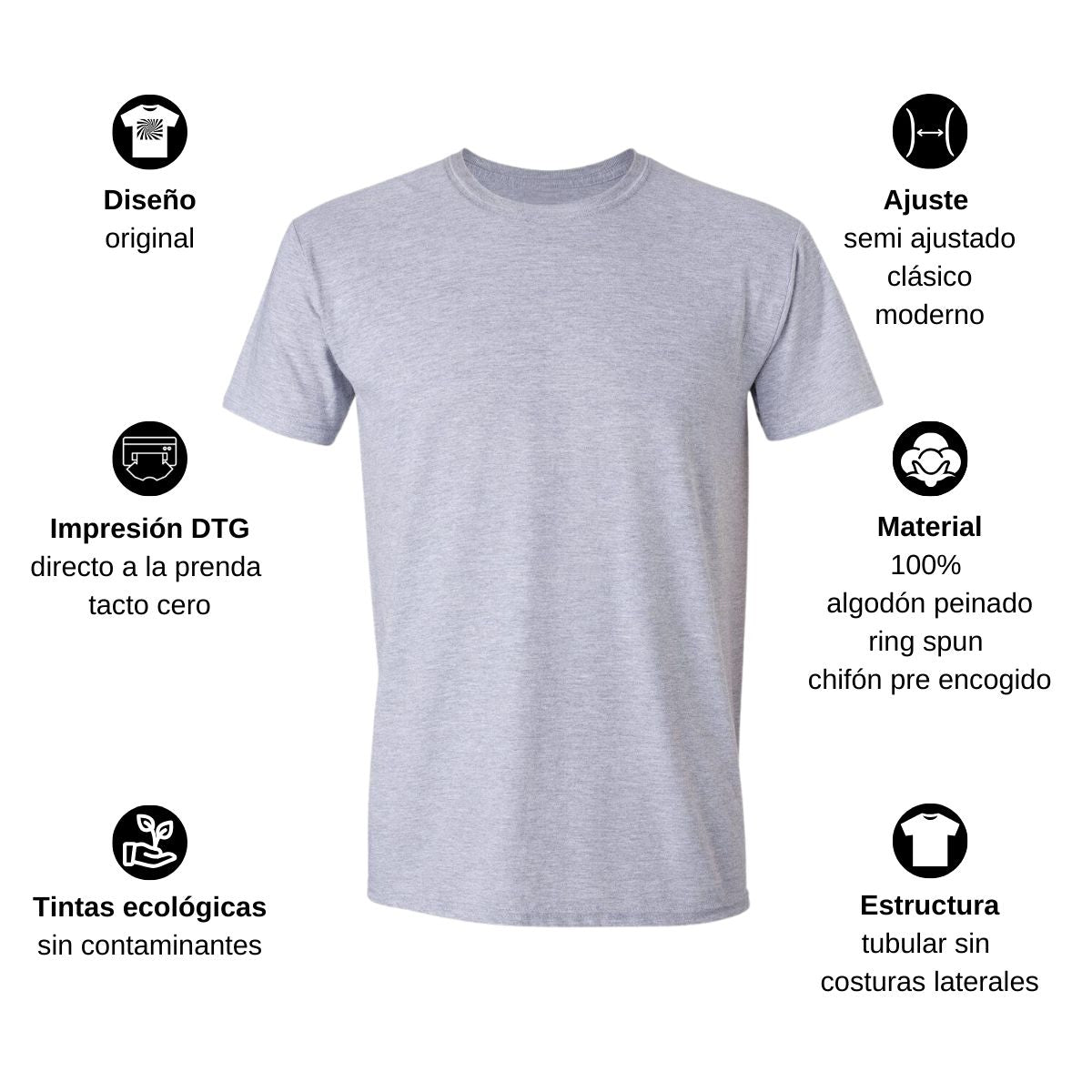 Playera Manga Corta Hombre Gris Personalizable Logo