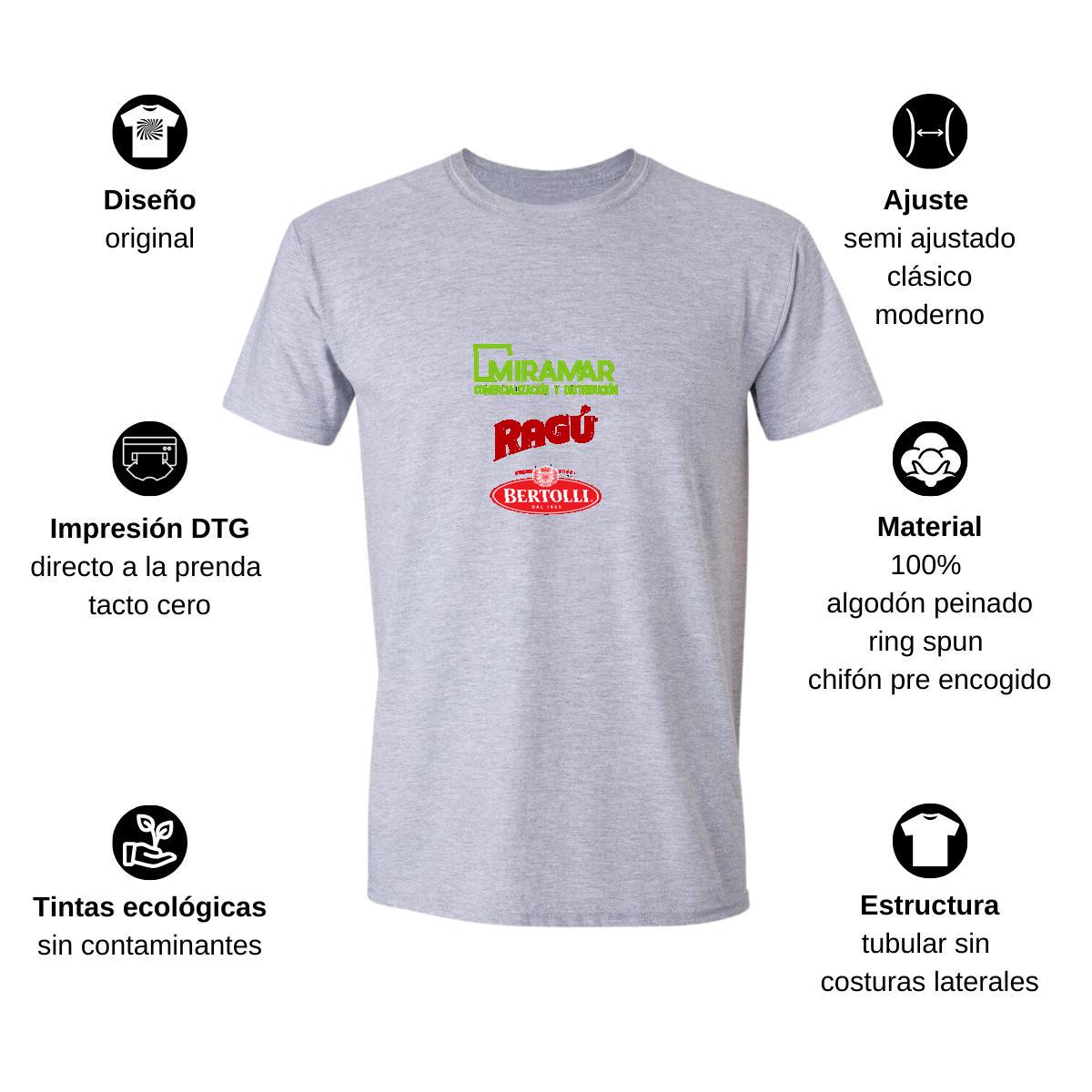 Playera Manga Corta Hombre Gris Personalizable Logo