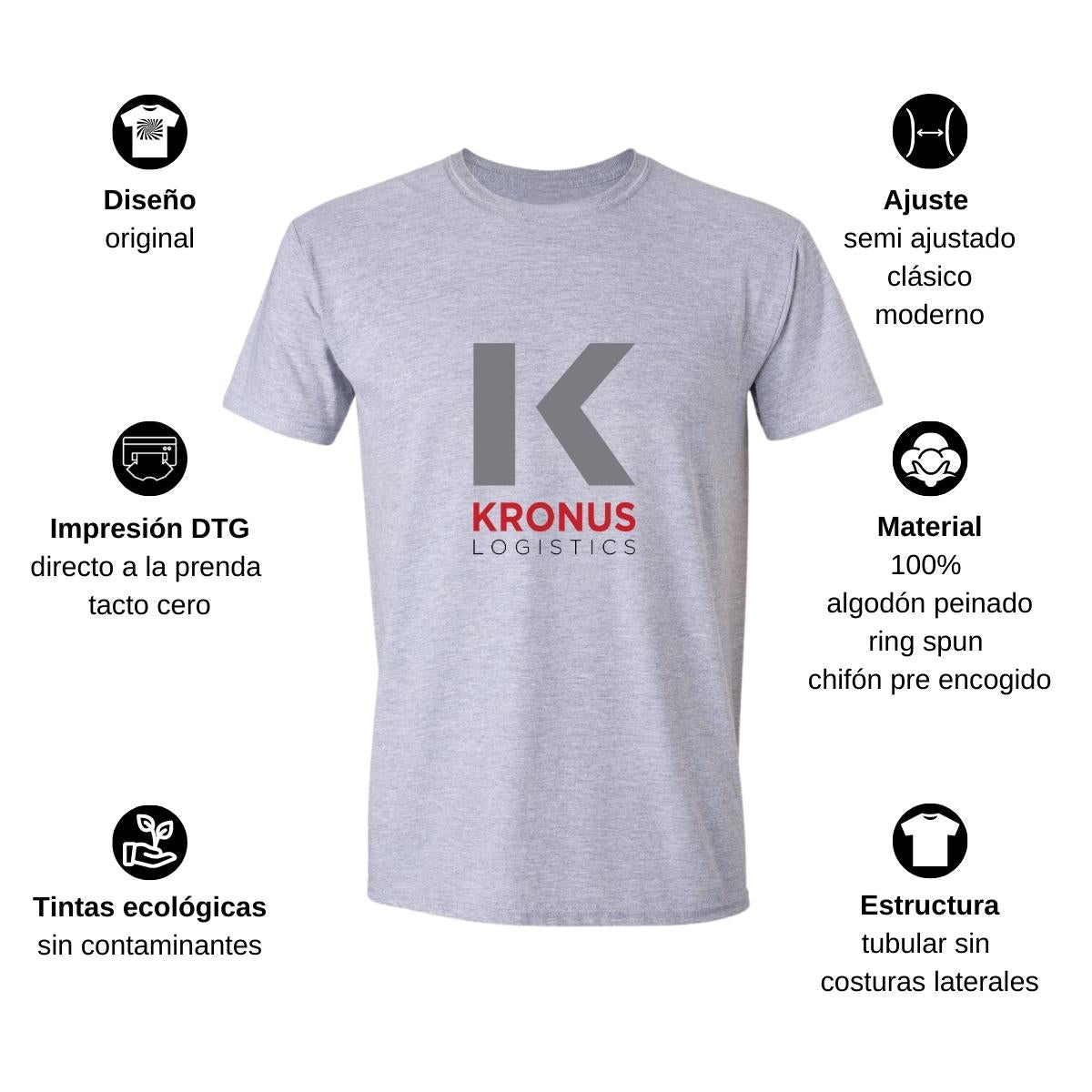 Playera Manga Corta Hombre Gris Personalizable Logo