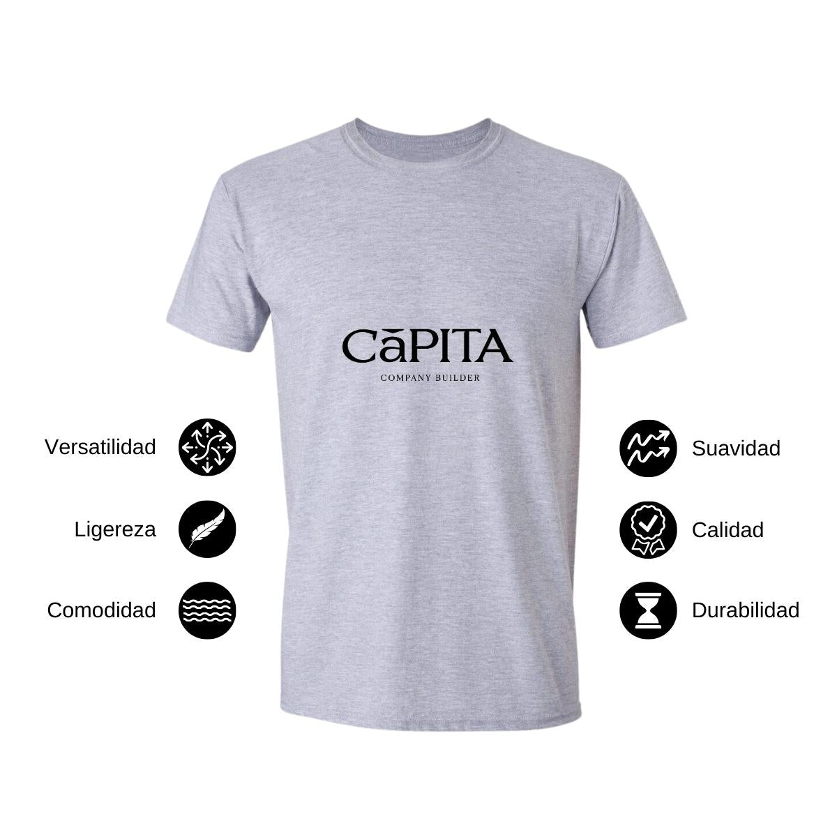 Playera Manga Corta Hombre Gris Personalizable Logo