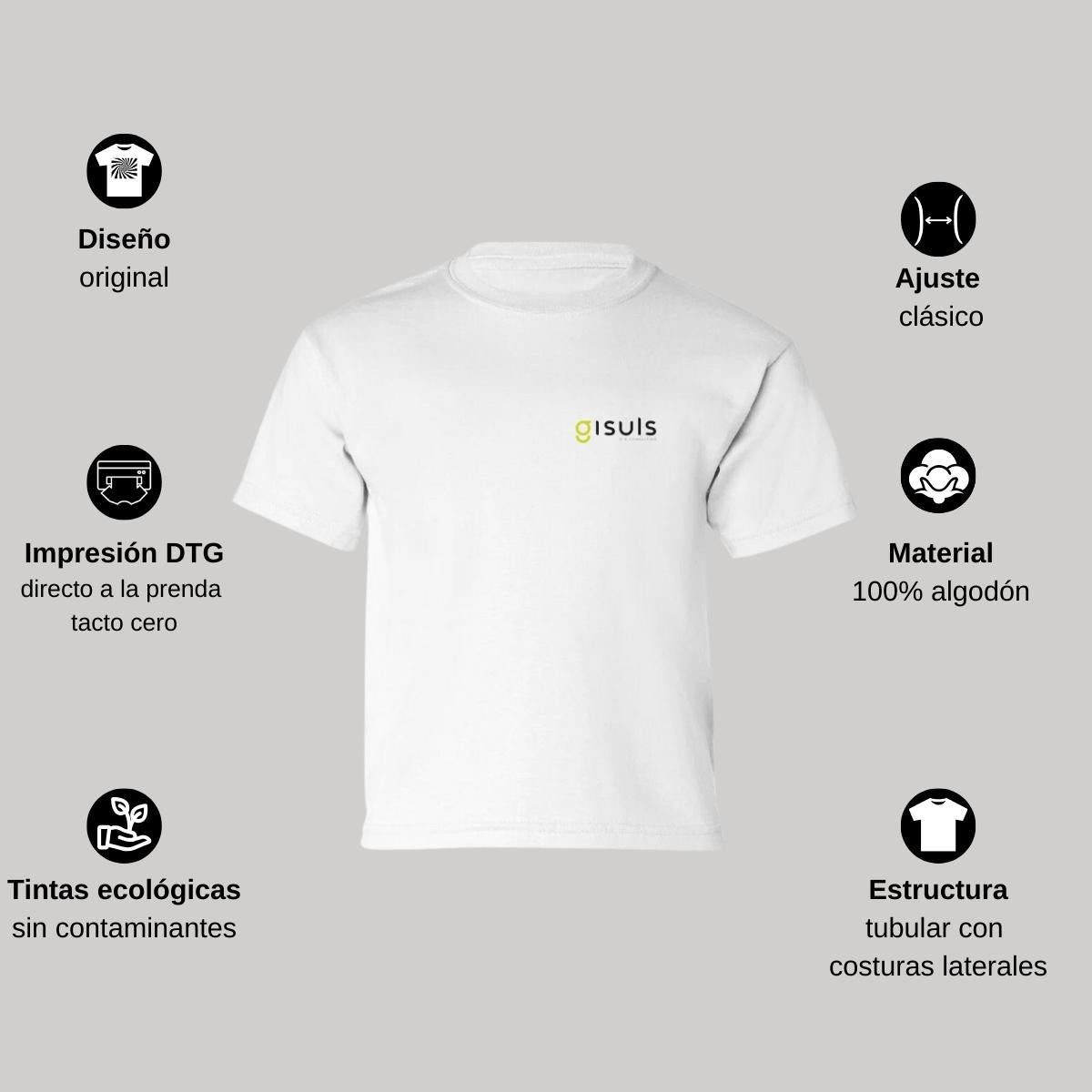 Playera Manga Corta Infantil Blanco Personalizable Escudo