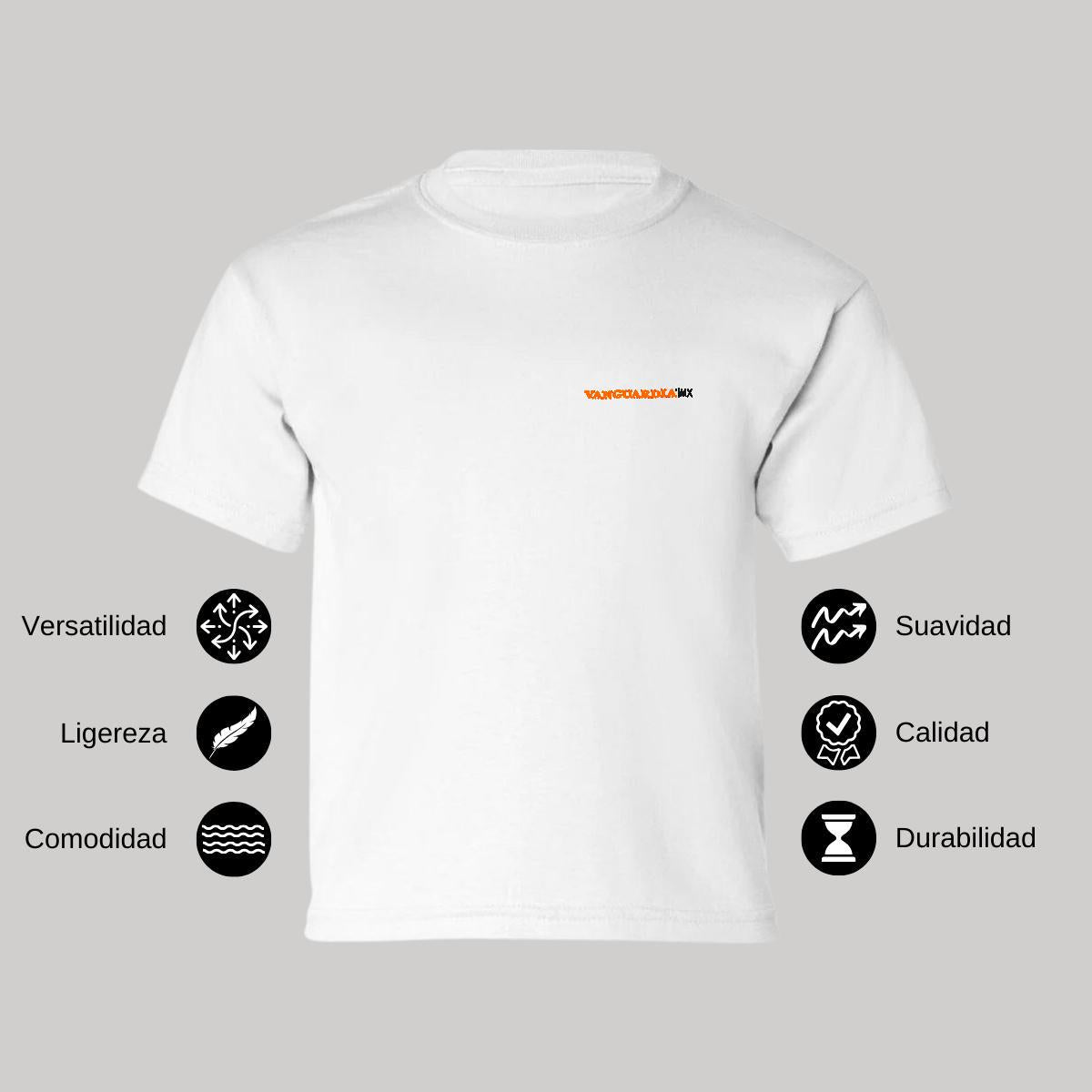 Playera Manga Corta Infantil Blanco Personalizable Escudo