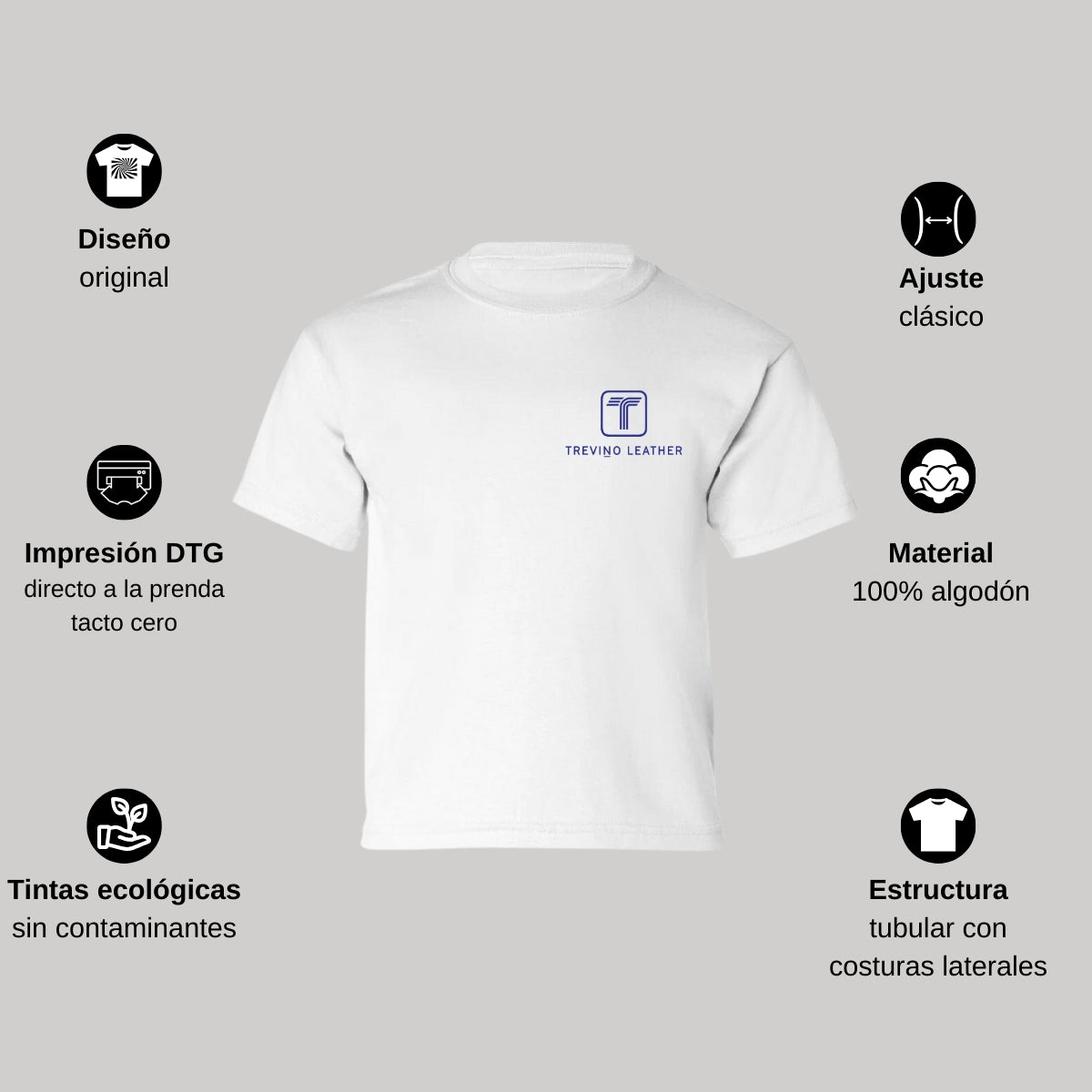 Playera Manga Corta Infantil Blanco Personalizable Escudo