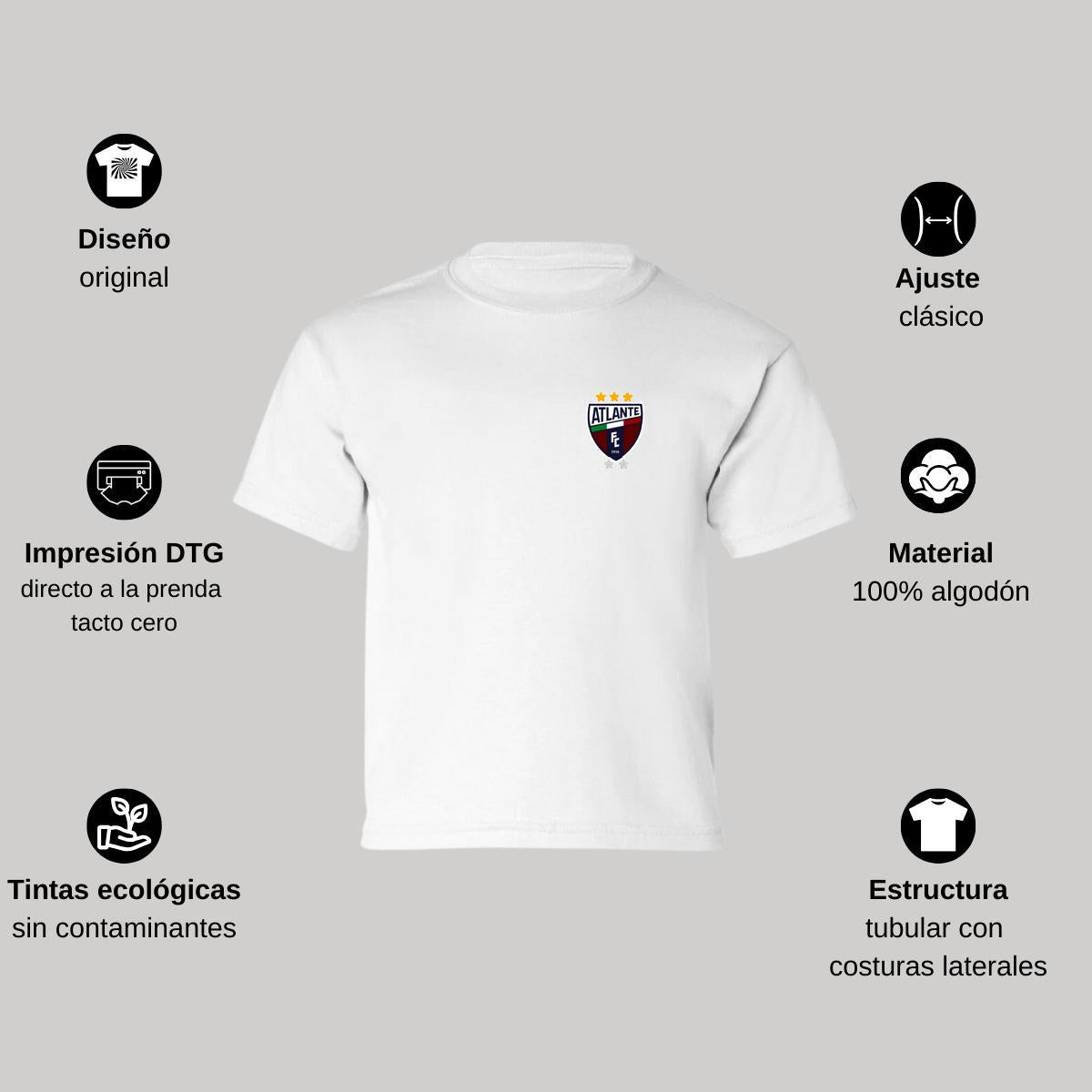 Playera Manga Corta Infantil Blanco Personalizable Escudo