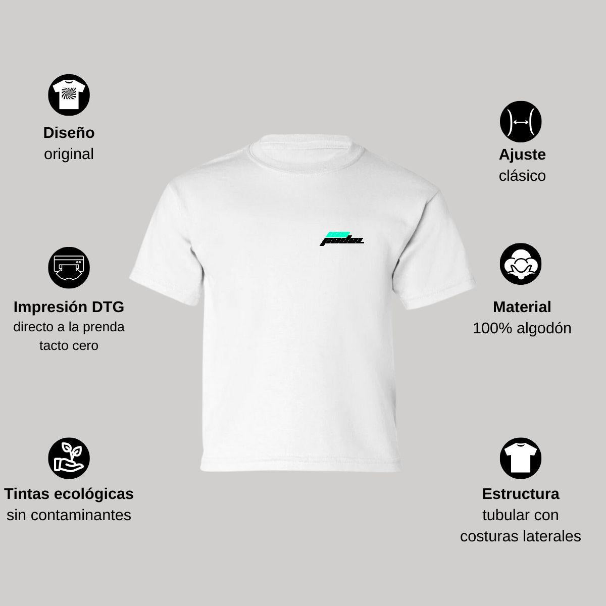 Playera Manga Corta Infantil Blanco Personalizable Escudo