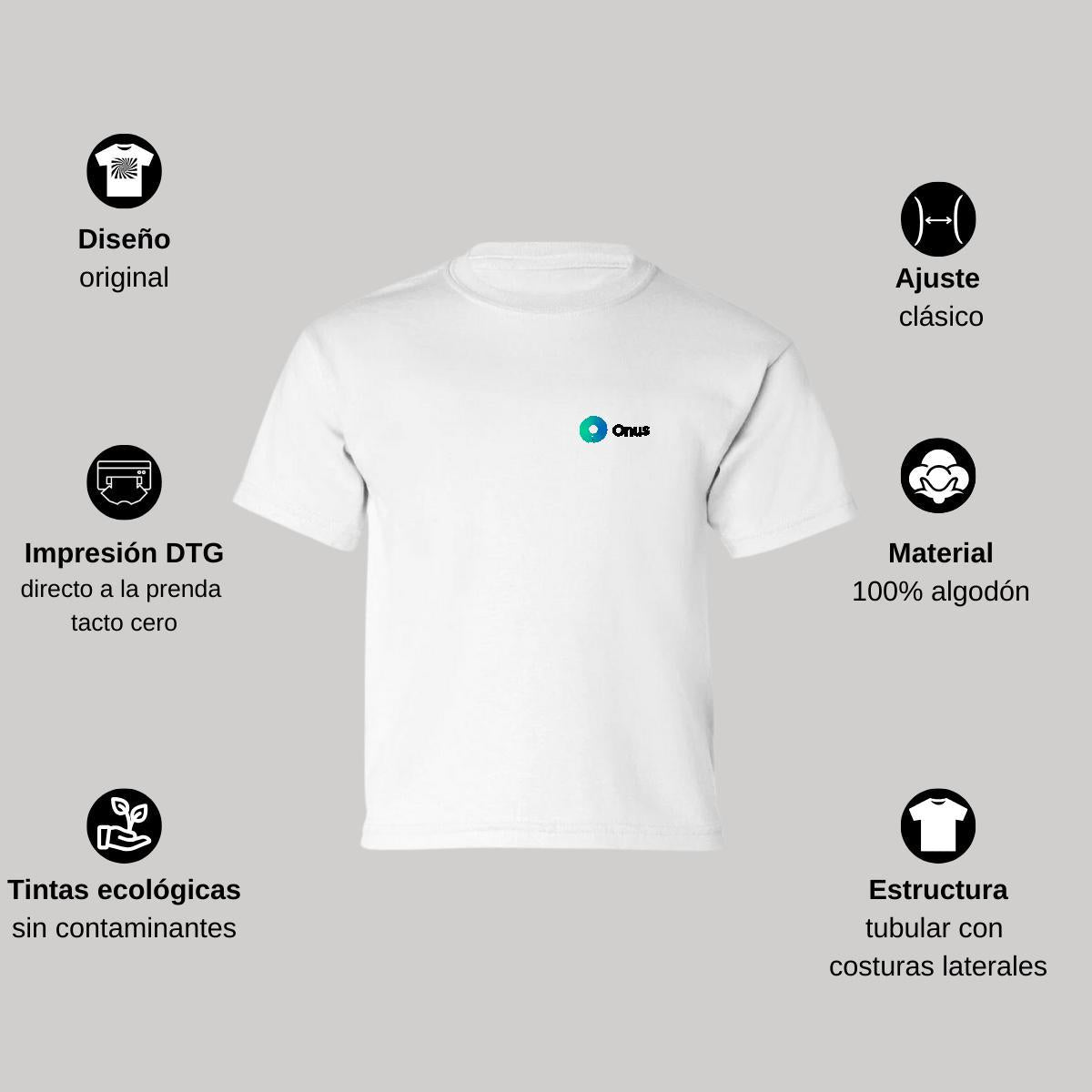 Playera Manga Corta Infantil Blanco Personalizable Escudo