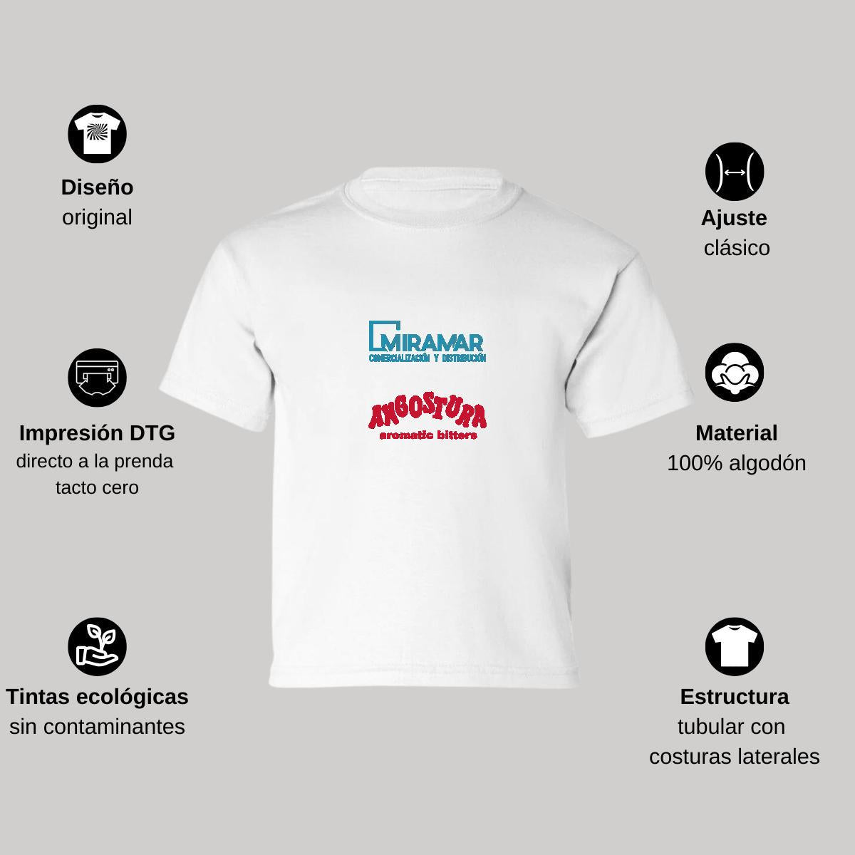 Playera Manga Corta Infantil Blanco Personalizable Logo