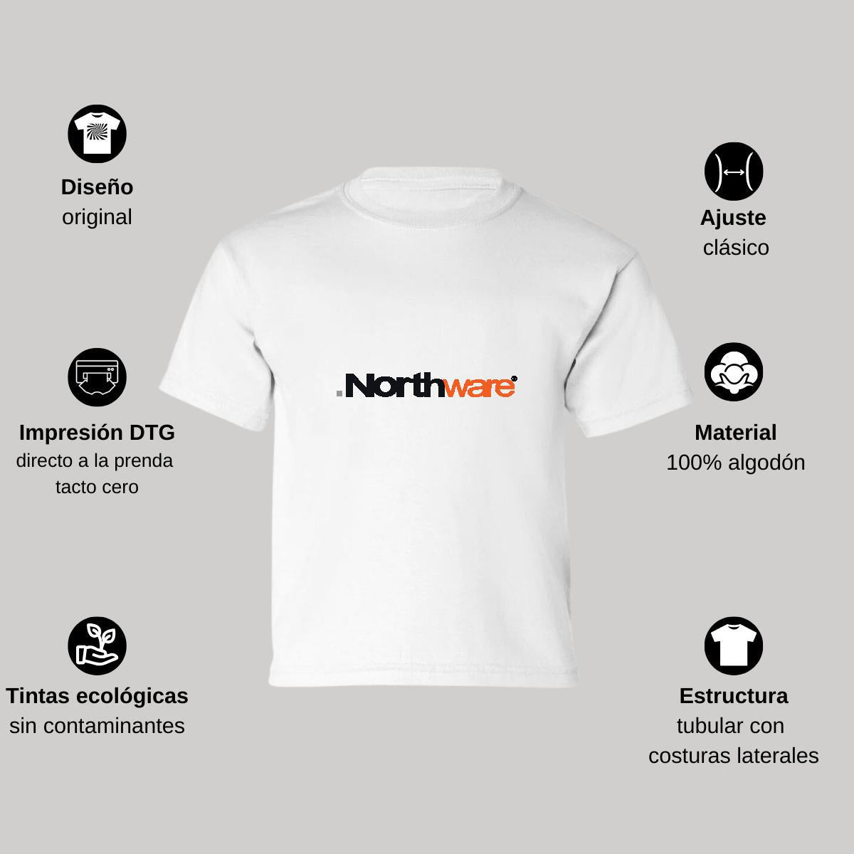 Playera Manga Corta Infantil Blanco Personalizable Logo