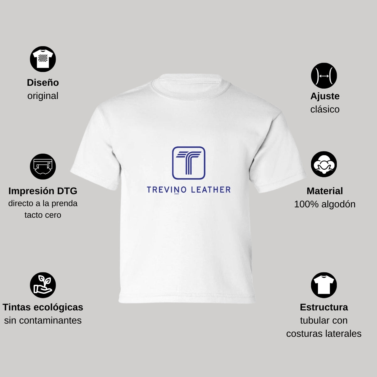 Playera Manga Corta Infantil Blanco Personalizable Logo
