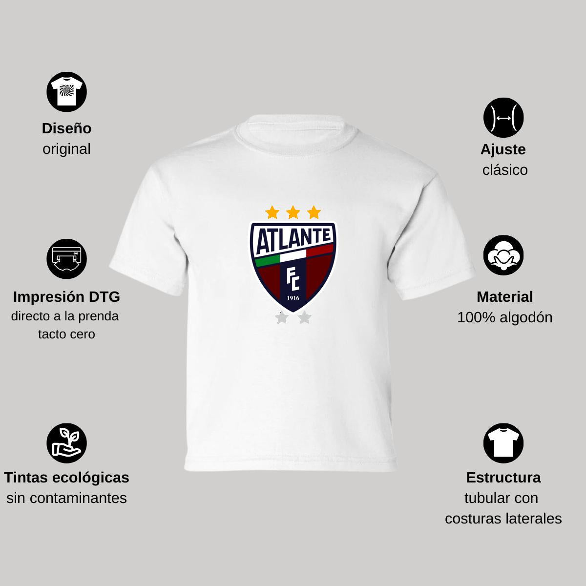 Playera Manga Corta Infantil Blanco Personalizable Logo